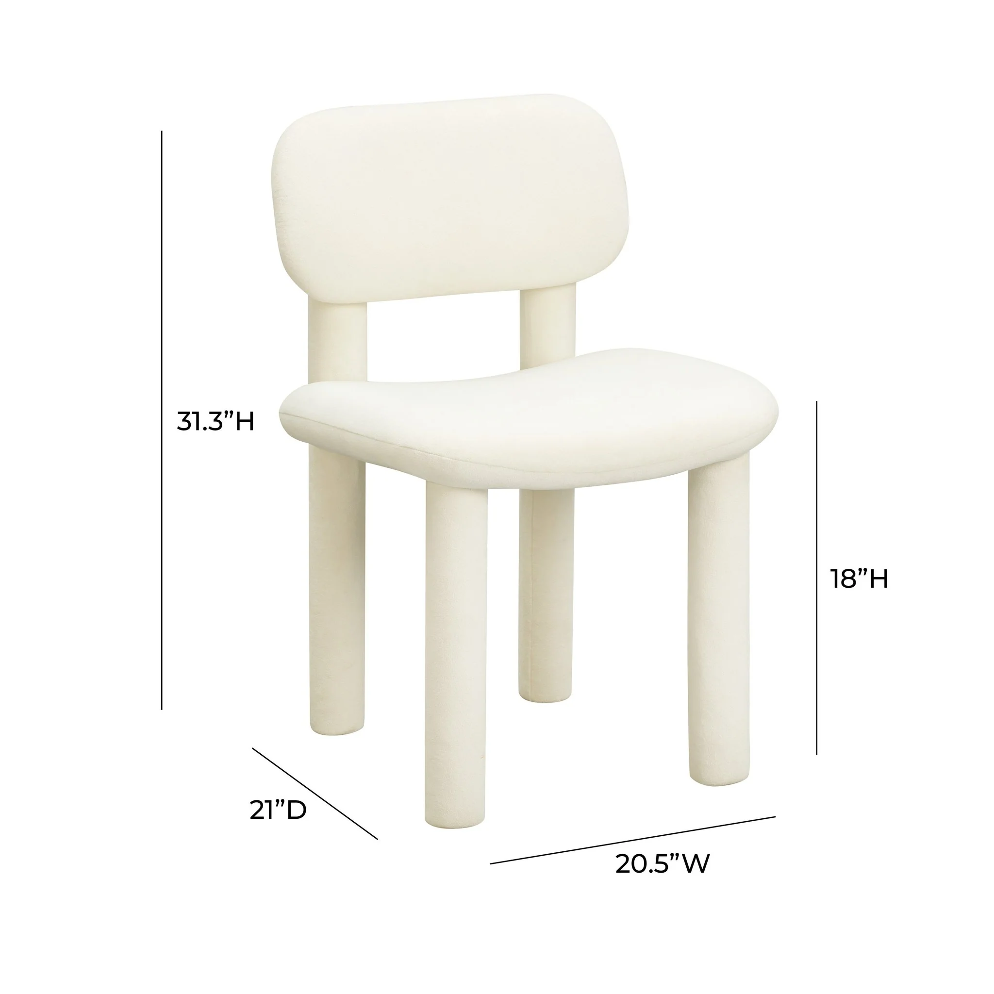 Elise Ivory White Performance Velvet Dining Chair - Image 6