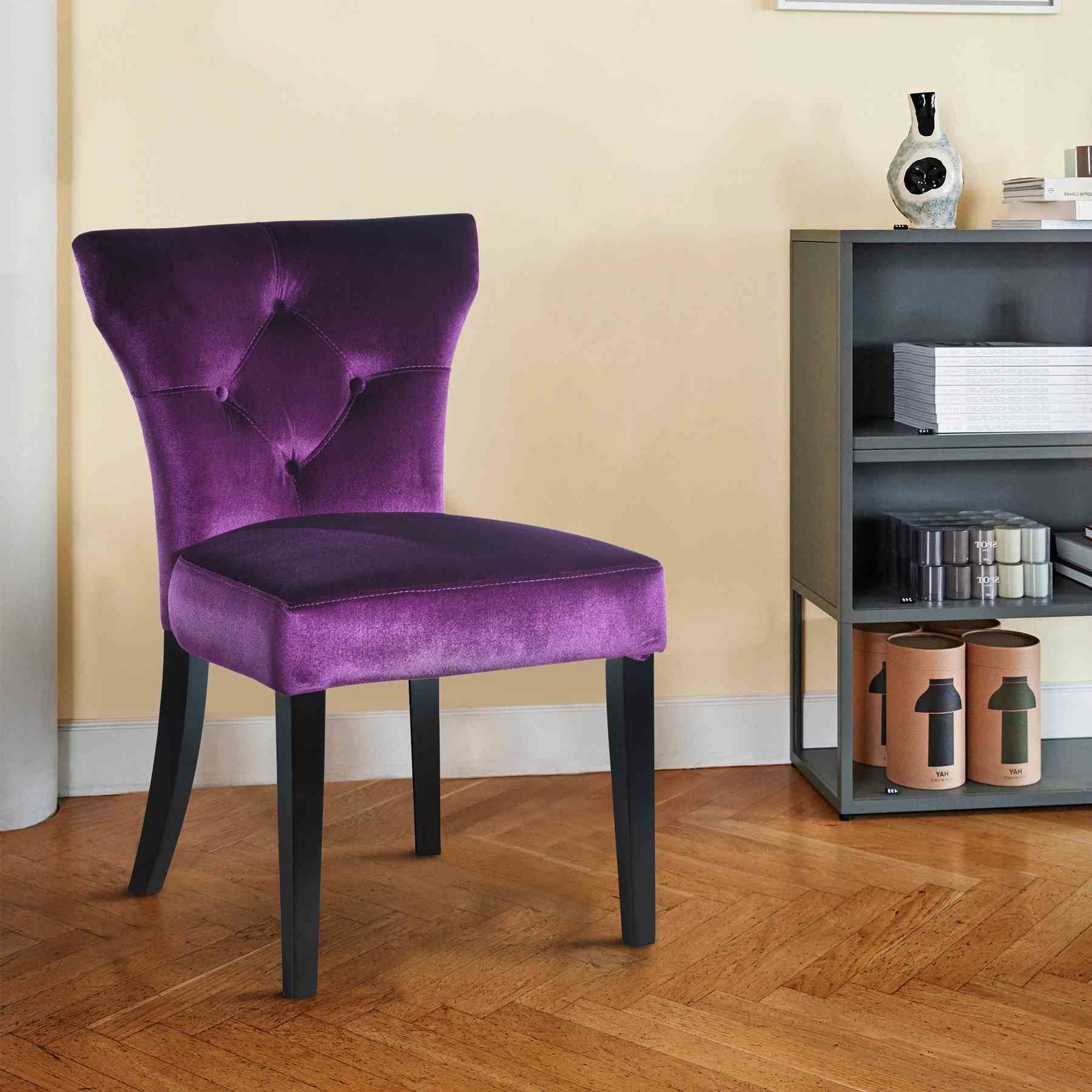 Elise Side Chair in Purple Velvet - Set of 2 - Image 7