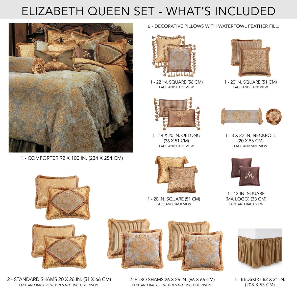 Elizabeth 12-Piece Queen Comforter Set - Aqua - Image 24