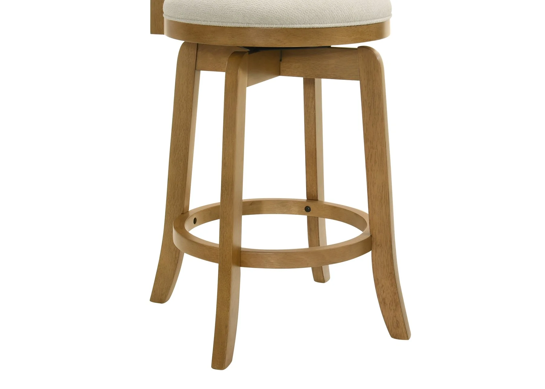 Elle 26 in. Amber Glow Counter Height Rubberwood Swivel Barstool with Ivory Fabric Seat - Image 8