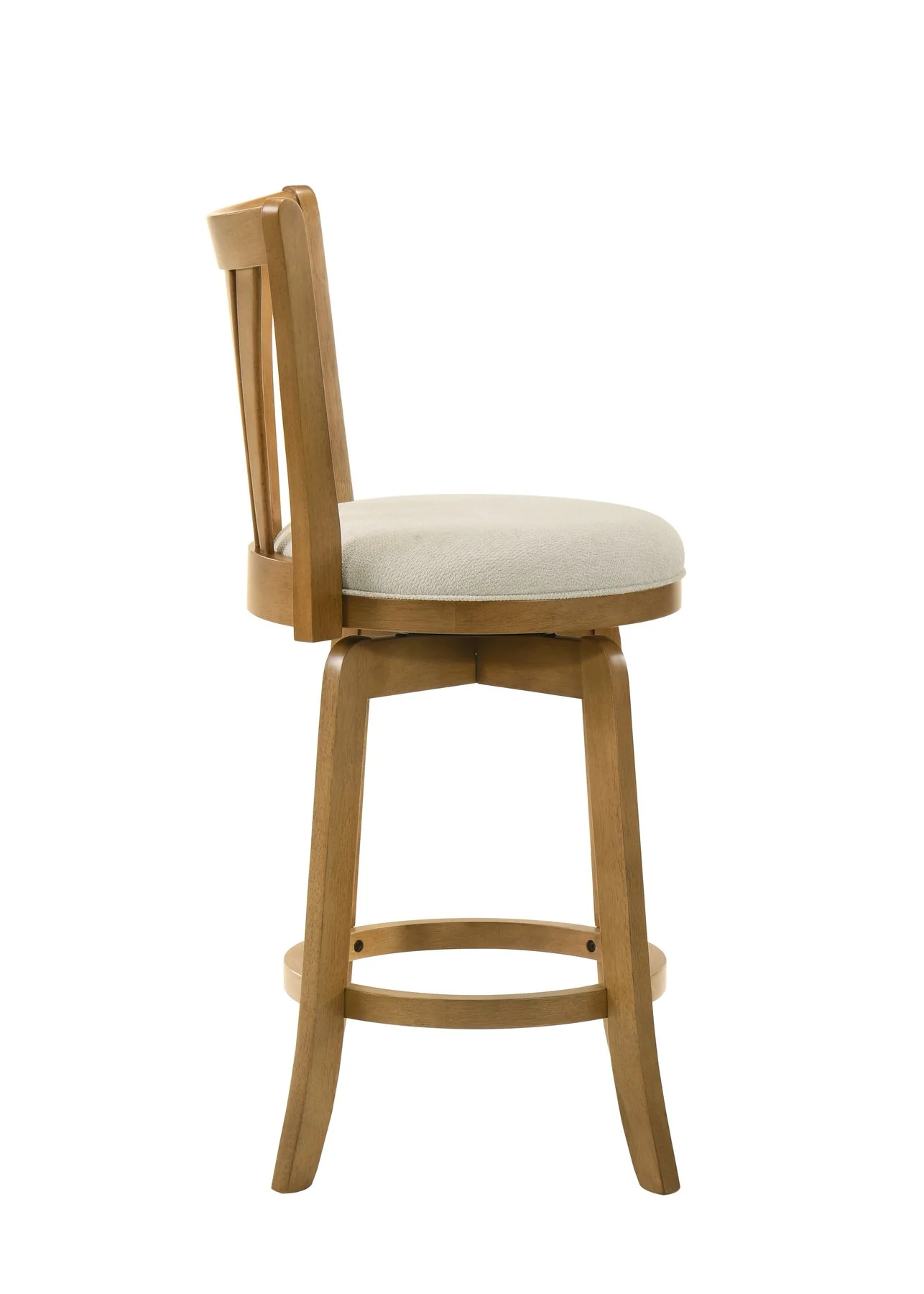 Elle 30 in. Amber Glow Bar Height Rubberwood Swivel Barstool with Ivory Fabric Seat - Image 4