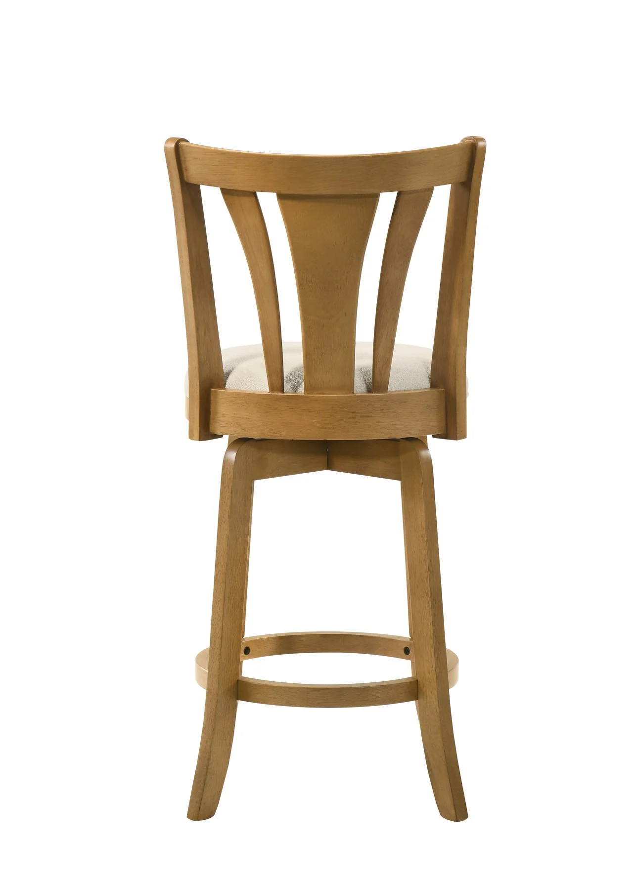 Elle 30 in. Amber Glow Bar Height Rubberwood Swivel Barstool with Ivory Fabric Seat - Image 5