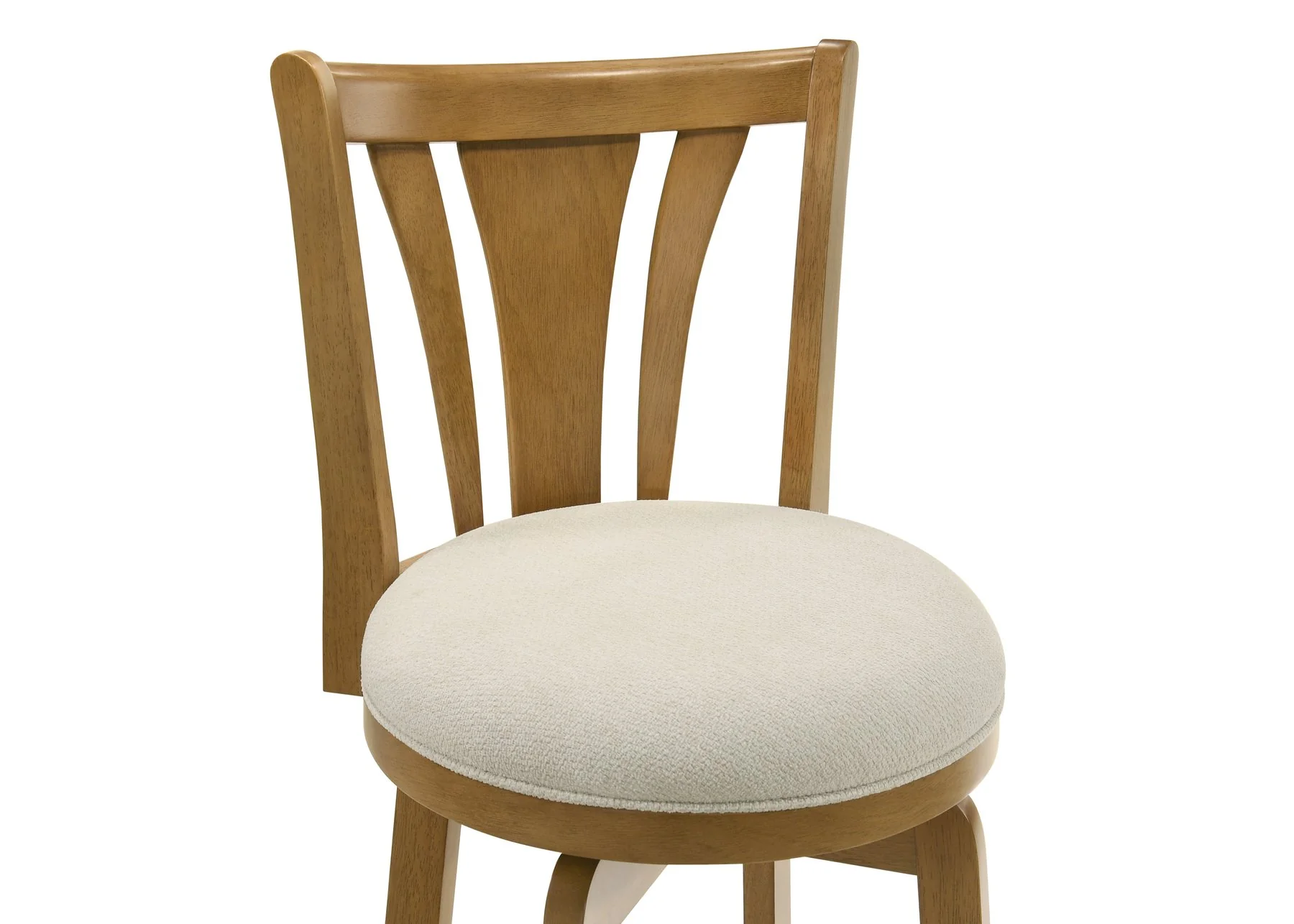 Elle 30 in. Amber Glow Bar Height Rubberwood Swivel Barstool with Ivory Fabric Seat - Image 6