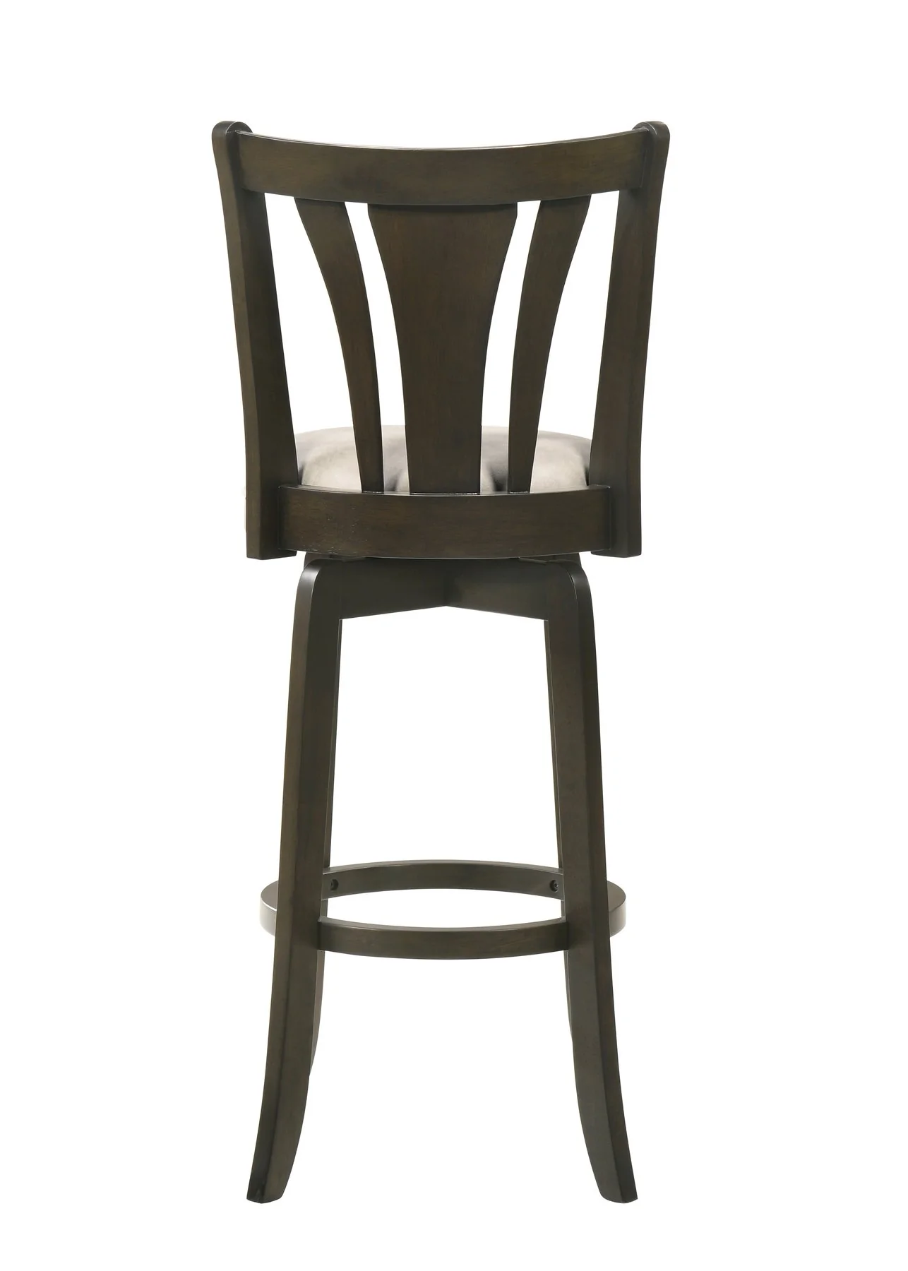 Elle 30 in. Dark Roast Bar Height Rubberwood Swivel Barstool with Grey Fabric Seat - Image 5
