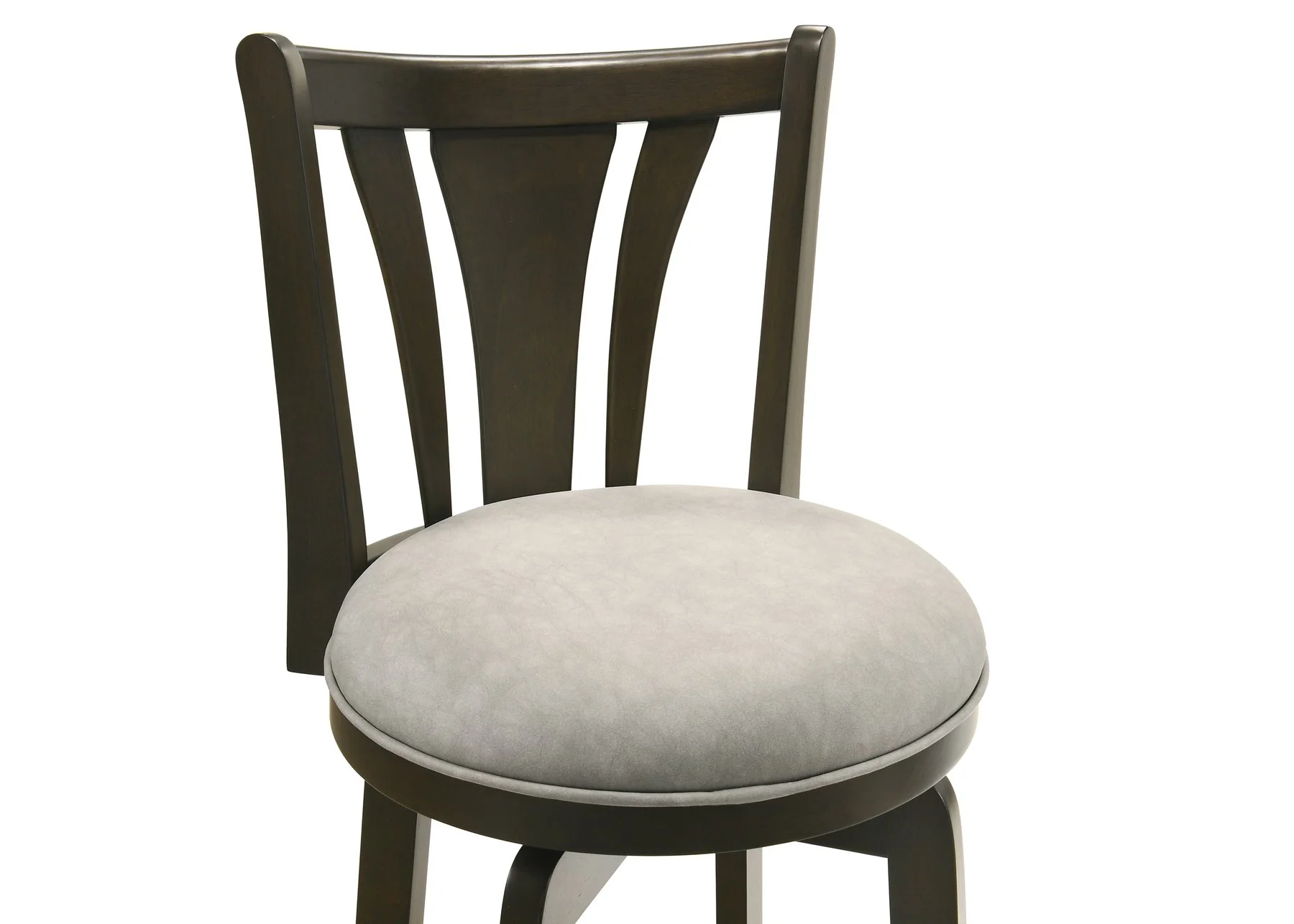 Elle 30 in. Dark Roast Bar Height Rubberwood Swivel Barstool with Grey Fabric Seat - Image 6