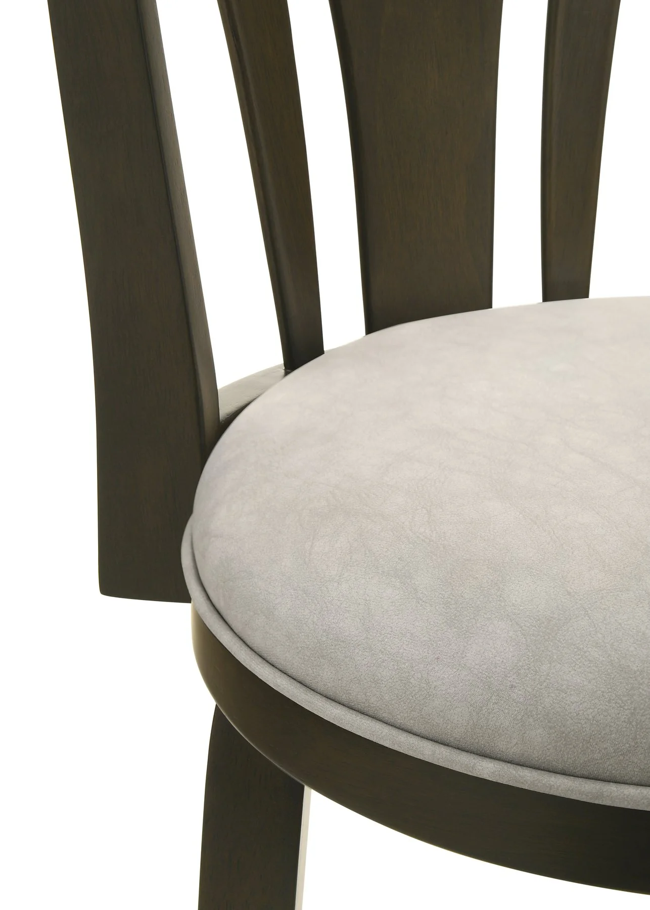 Elle 30 in. Dark Roast Bar Height Rubberwood Swivel Barstool with Grey Fabric Seat - Image 7
