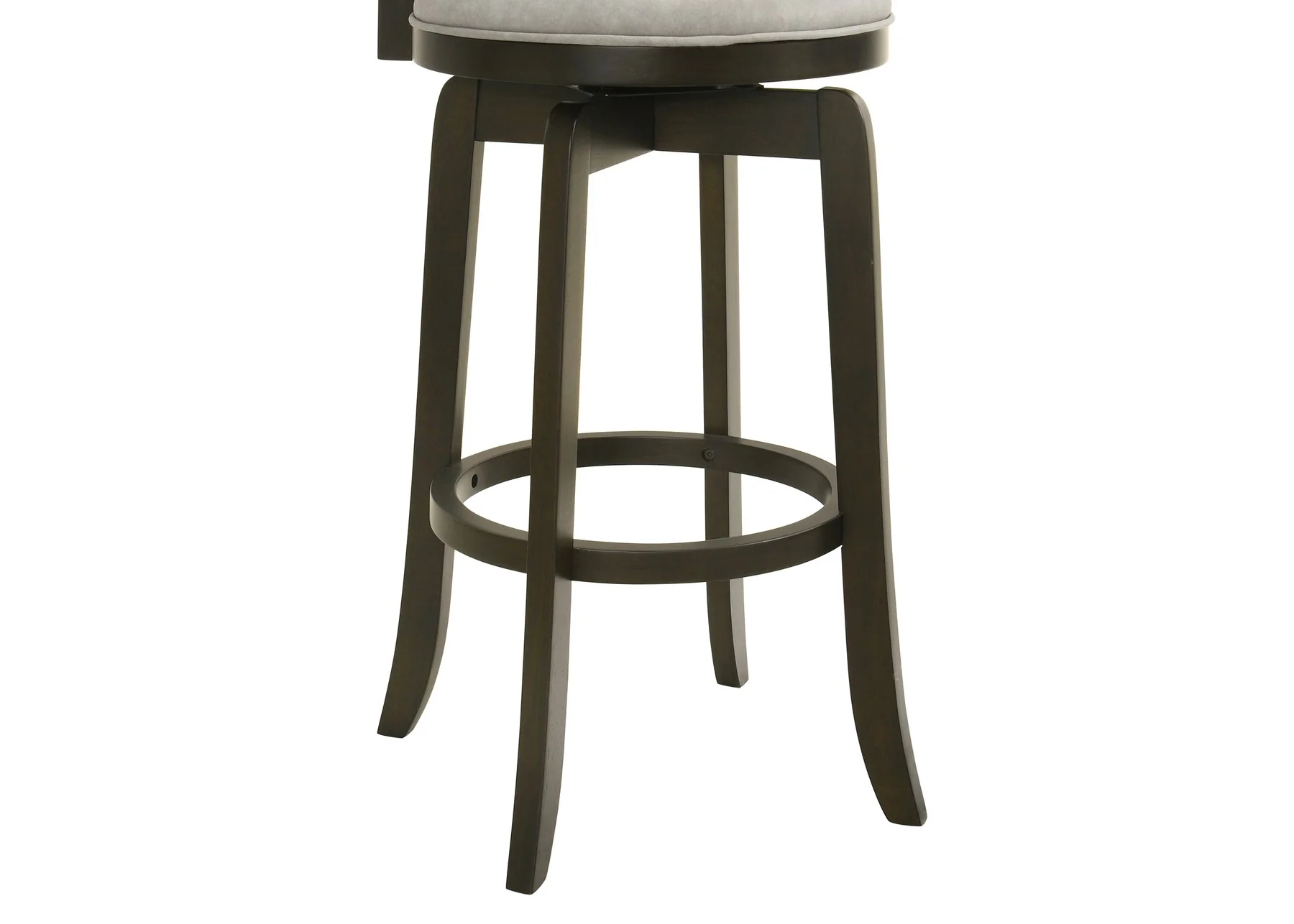 Elle 30 in. Dark Roast Bar Height Rubberwood Swivel Barstool with Grey Fabric Seat - Image 8