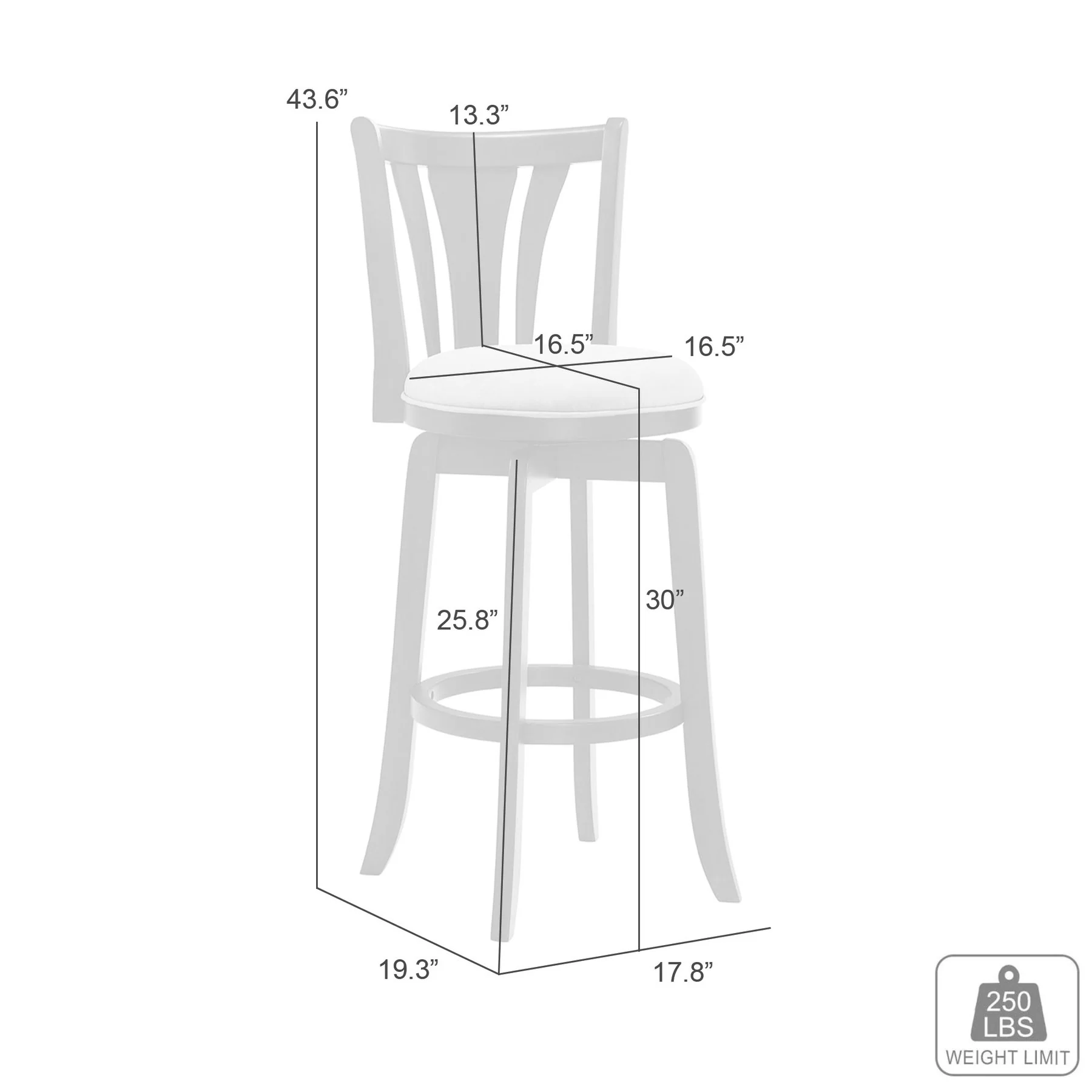 Elle 30 in. Dark Roast Bar Height Rubberwood Swivel Barstool with Grey Fabric Seat - Image 9