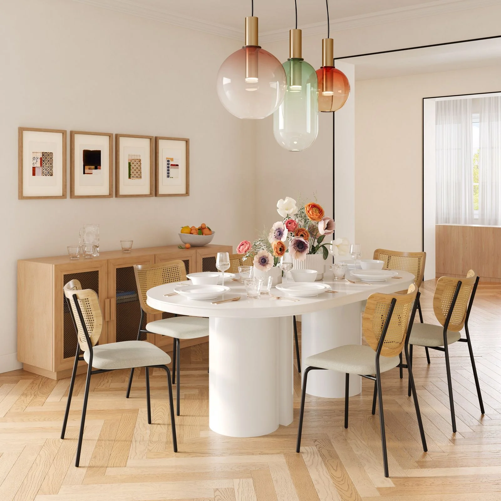 Elora White Lacquer Oval Dining Table - Image 2