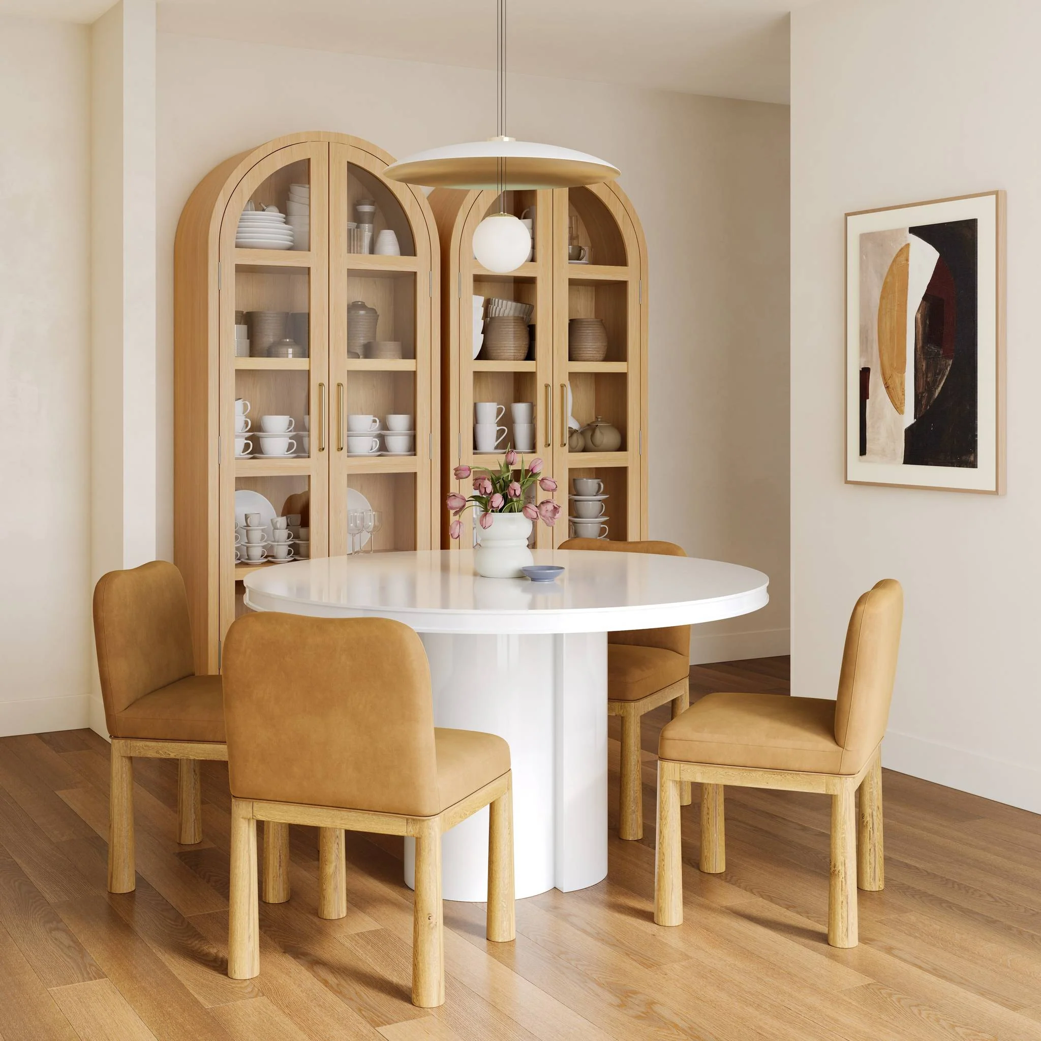 Elora White Lacquer Round Dining Table - Image 2