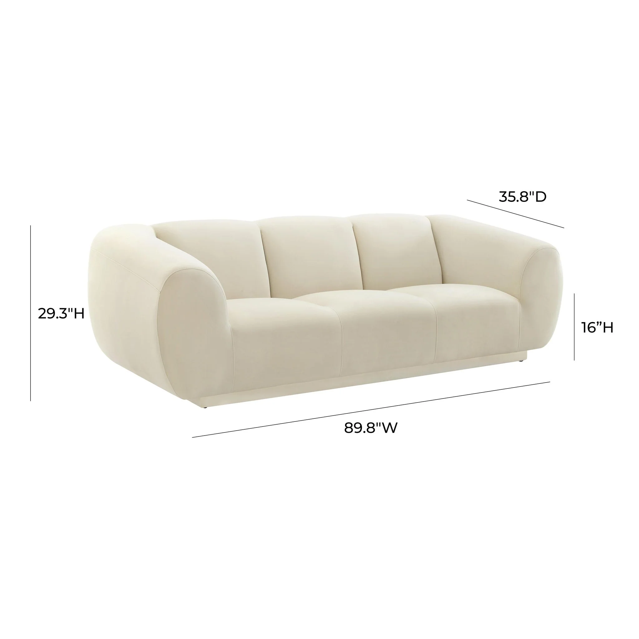 Emmet Cream Velvet Sofa - Image 6