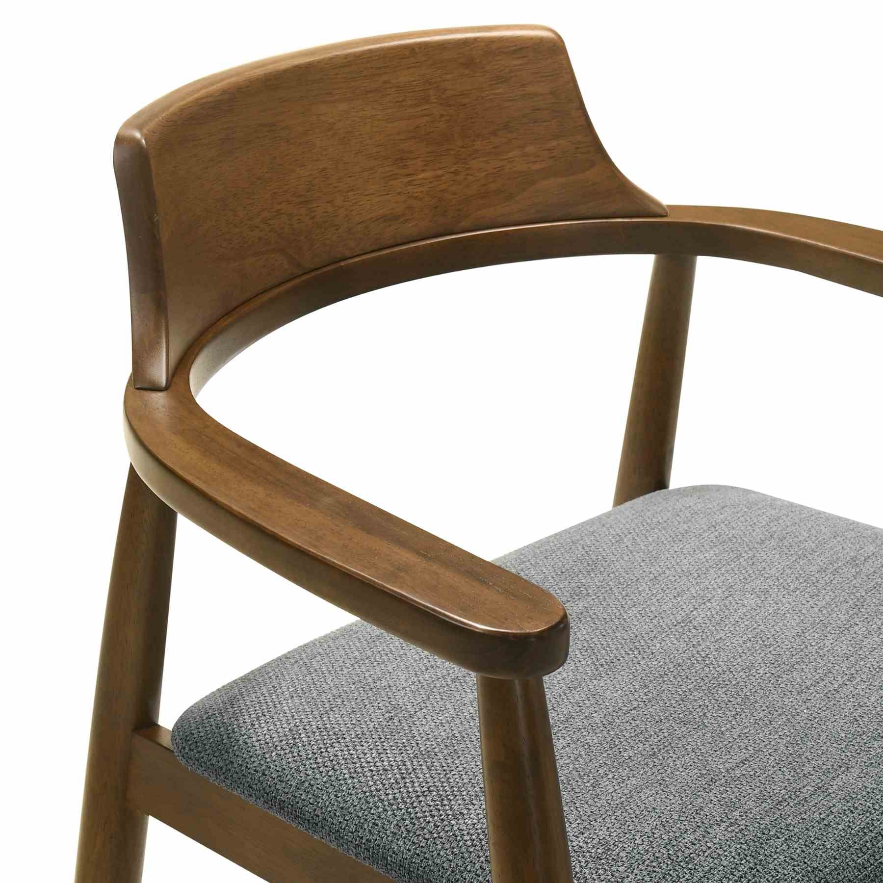 Emorie Mid-Century Modern Charcoal Upholstered Solid Wood Dining Chair in Walnut Finish  - Image 4