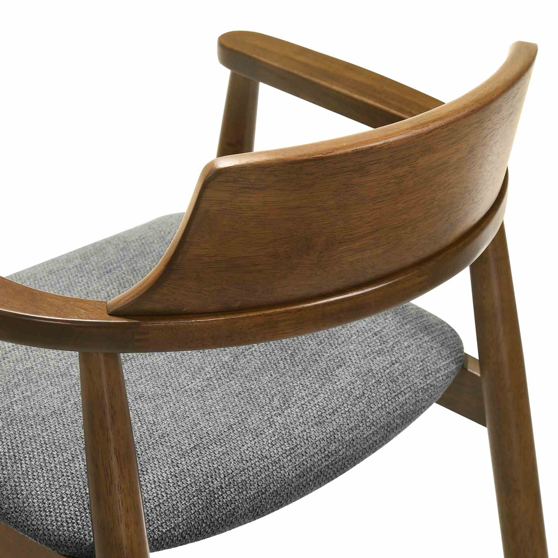 Emorie Mid-Century Modern Charcoal Upholstered Solid Wood Dining Chair in Walnut Finish  - Image 5