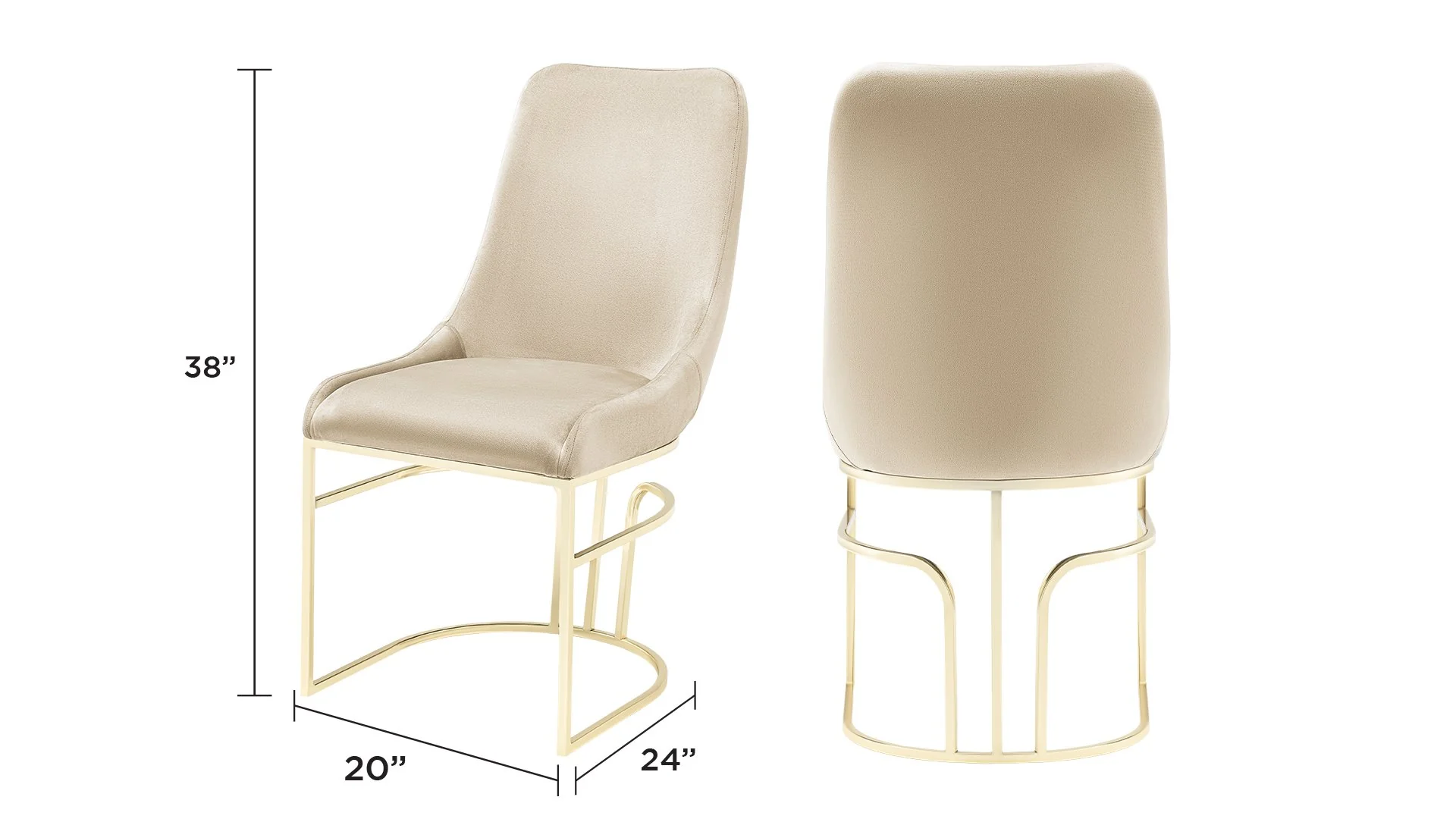 Emrald Gold Legs Beige - 2 Chairs Per Box - Image 2