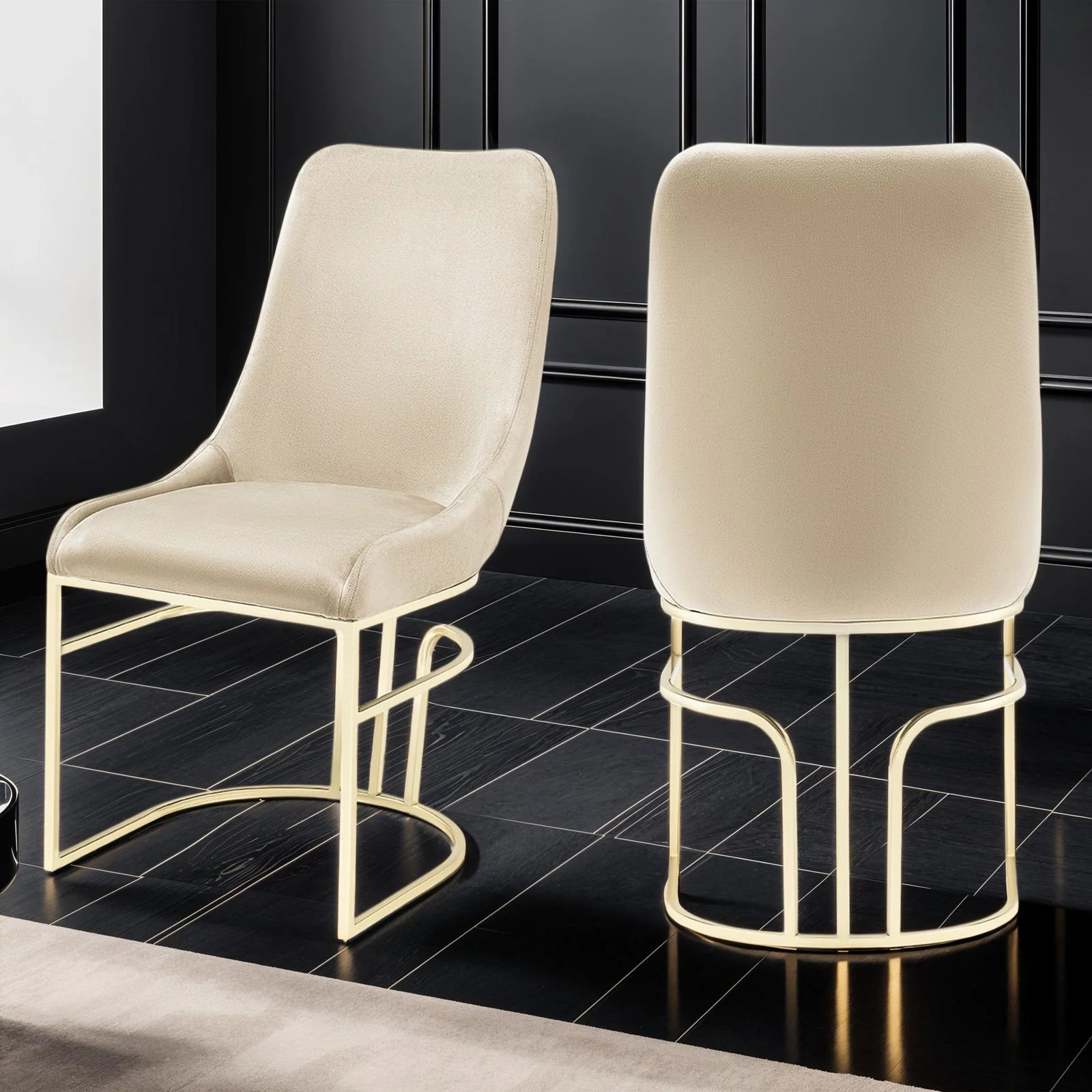 Emrald Gold Legs Beige - 2 Chairs Per Box - Image 9