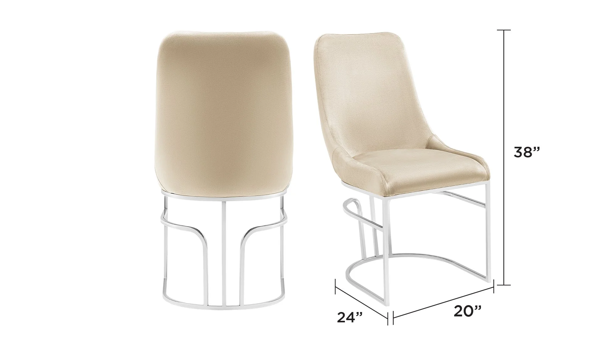 Emrald Steel Legs Beige - 2 Chairs Per Box - Image 2