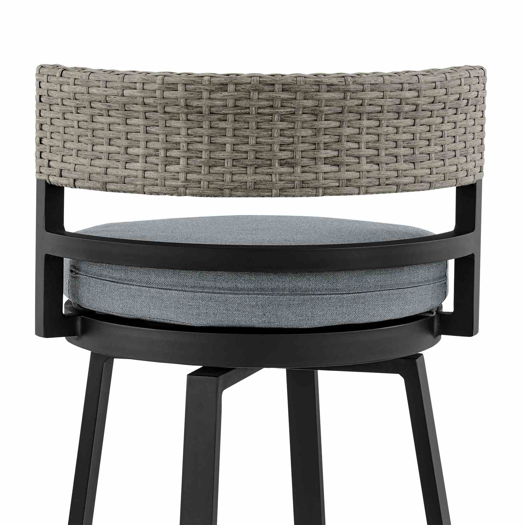 Encinitas Outdoor Patio 5-Piece Bar Table Set in Aluminum with Gray Cushions - Image 6