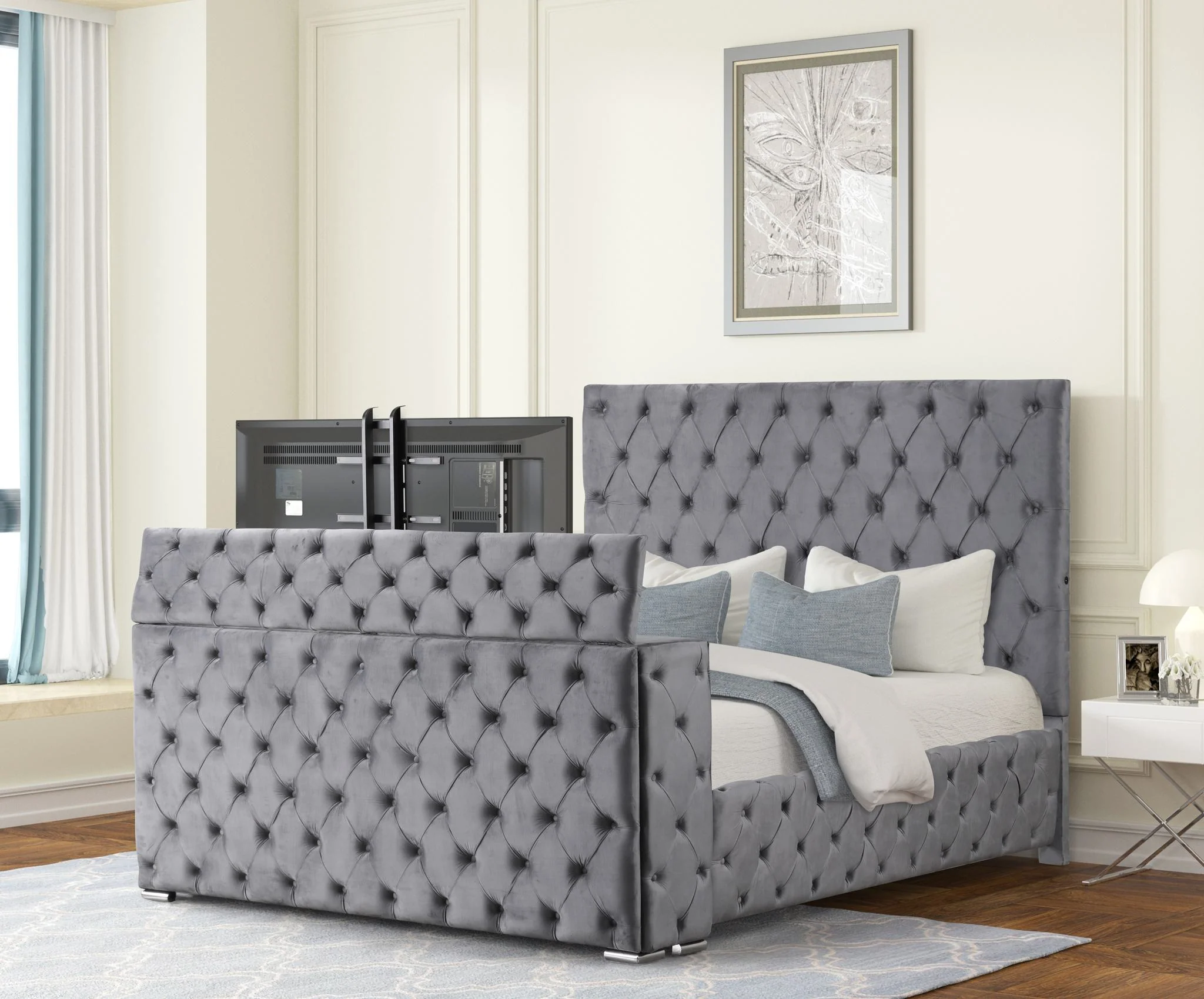 Encore King 4PC Vanity Bedroom Set Gray - Image 7