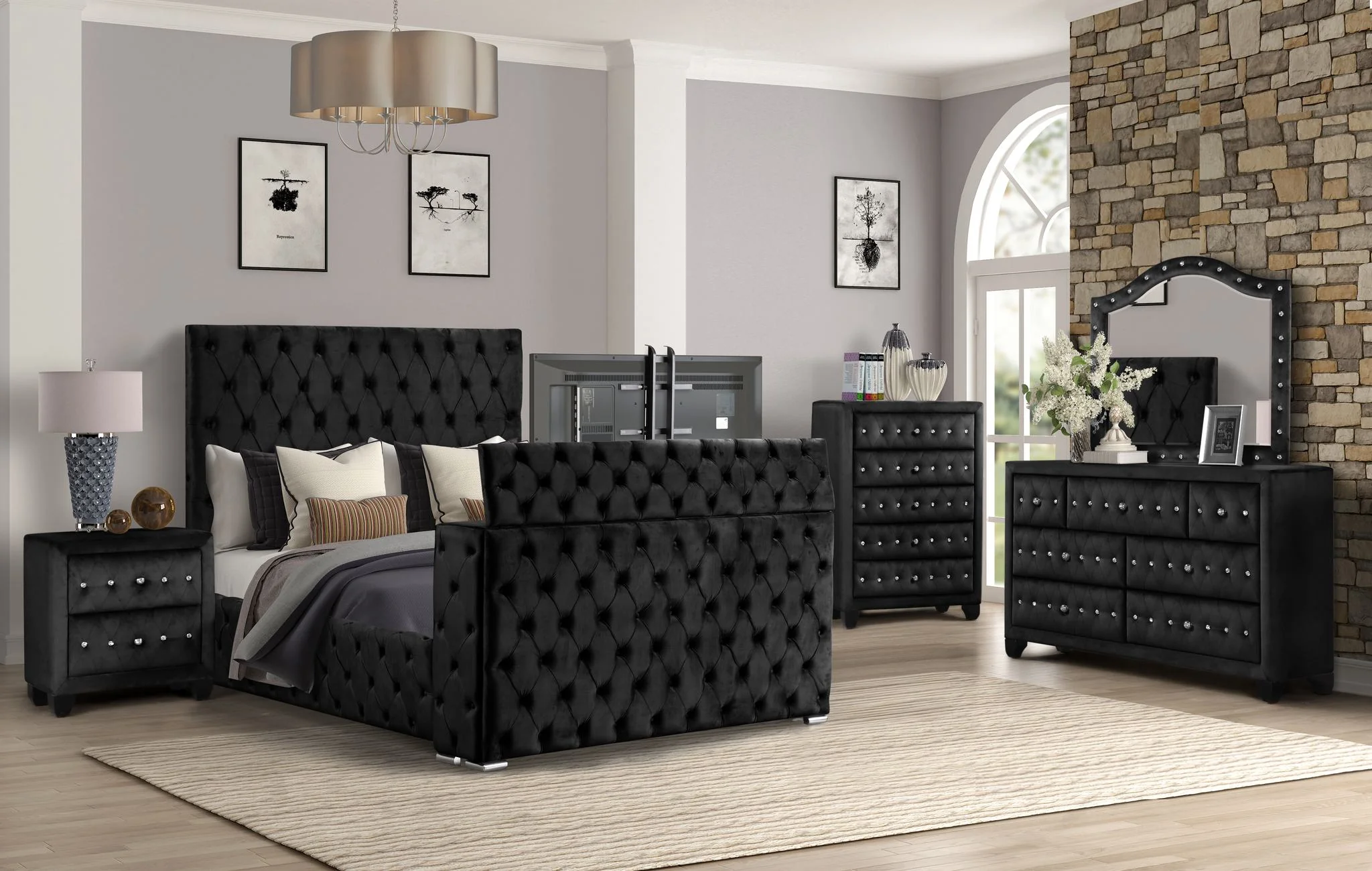 Encore King 5PC Bedroom Set Black - Image 20