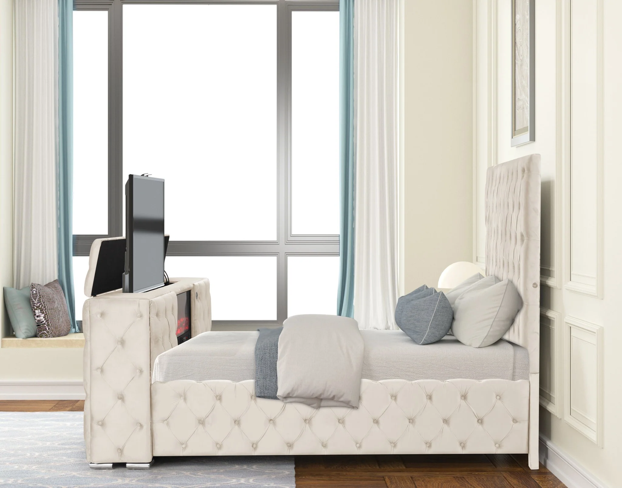 Encore King 5PC Vanity Bedroom Set Beige - Image 4