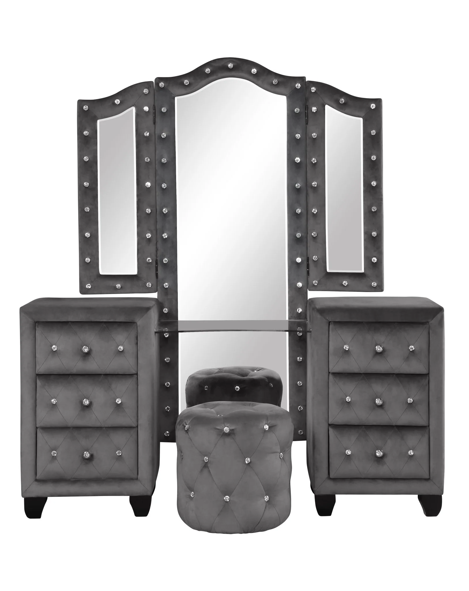 Encore King 5PC Vanity Bedroom Set Gray - Image 8