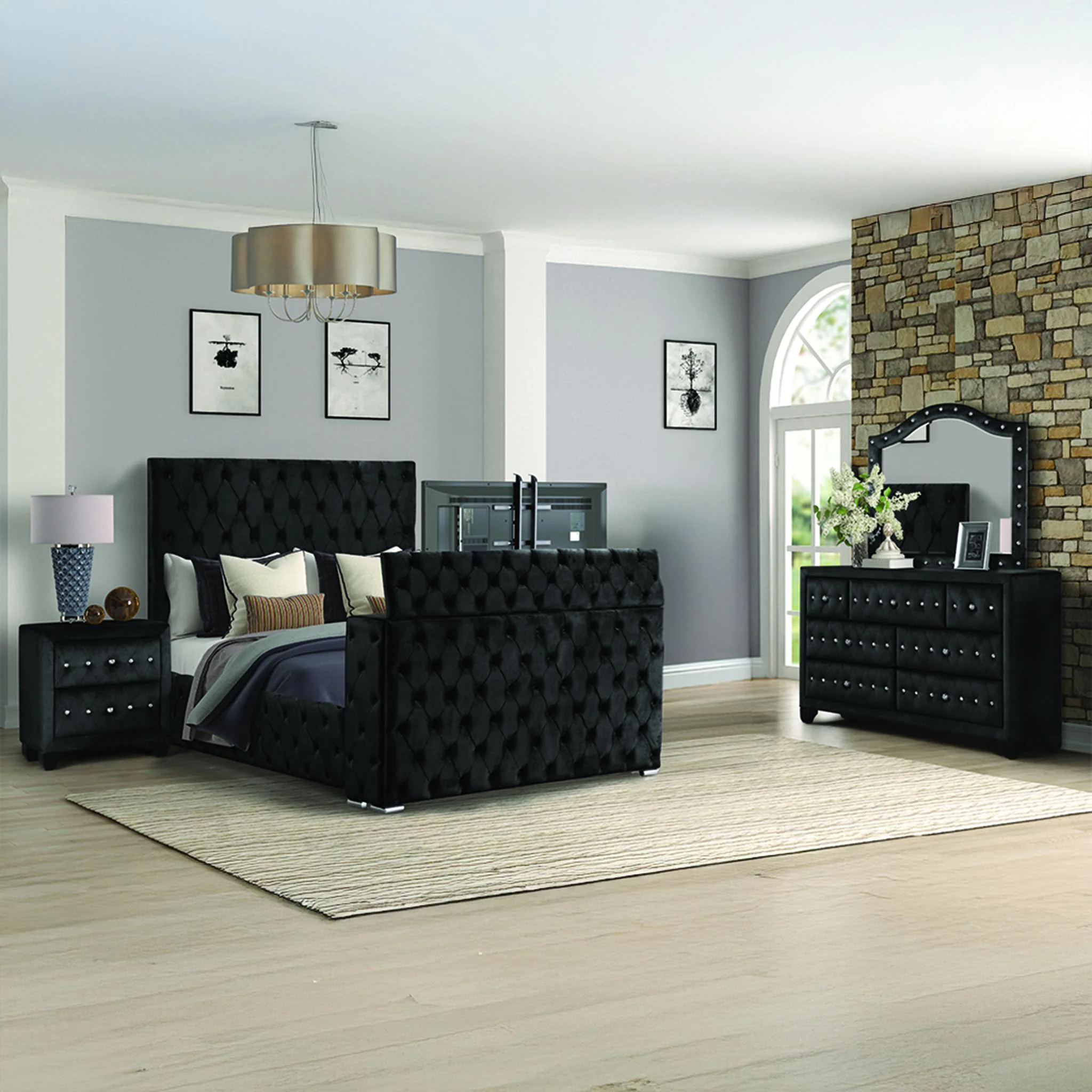 Encore Queen 4PC Bedroom Set Black - Image 17