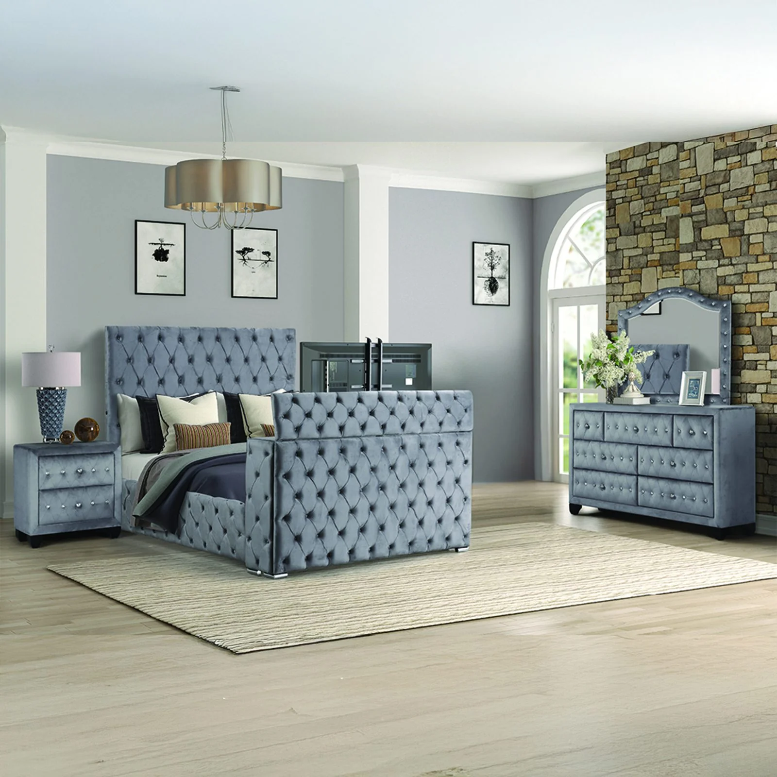 Encore Queen 4PC Bedroom Set Gray - Image 18