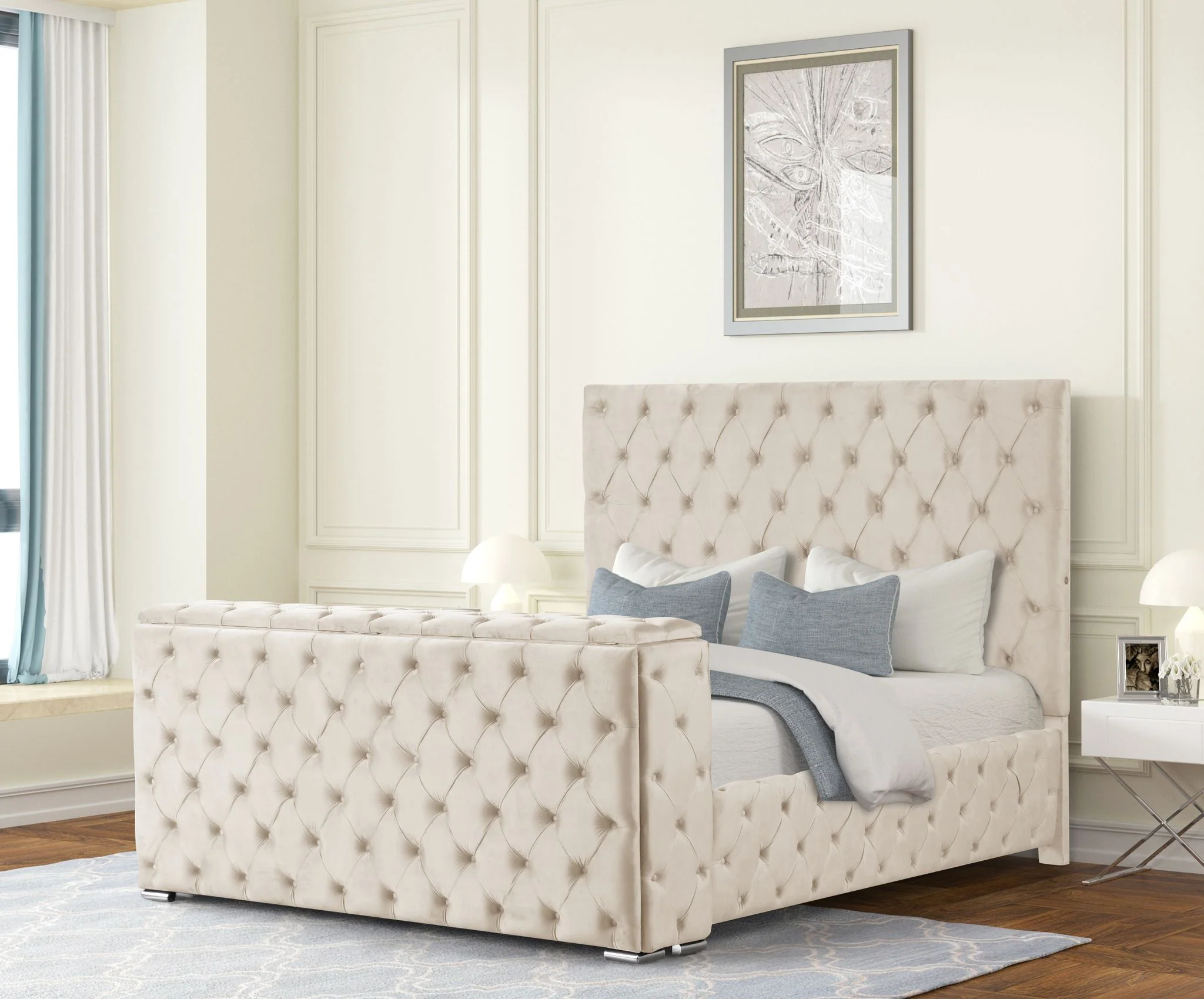 Encore Queen 4PC Vanity Bedroom Set Beige - Image 2