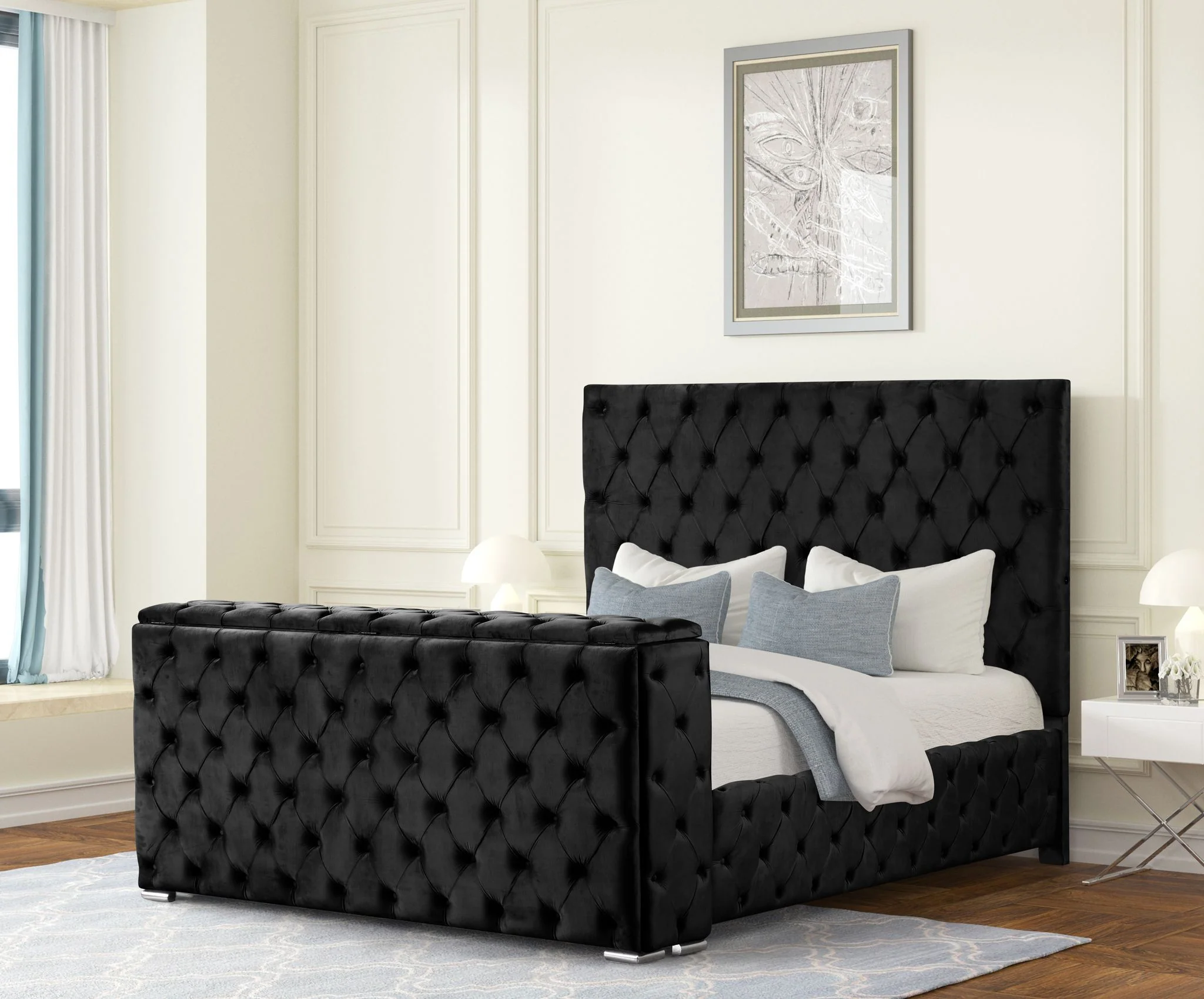 Encore Queen 4PC Vanity Bedroom Set Black - Image 2