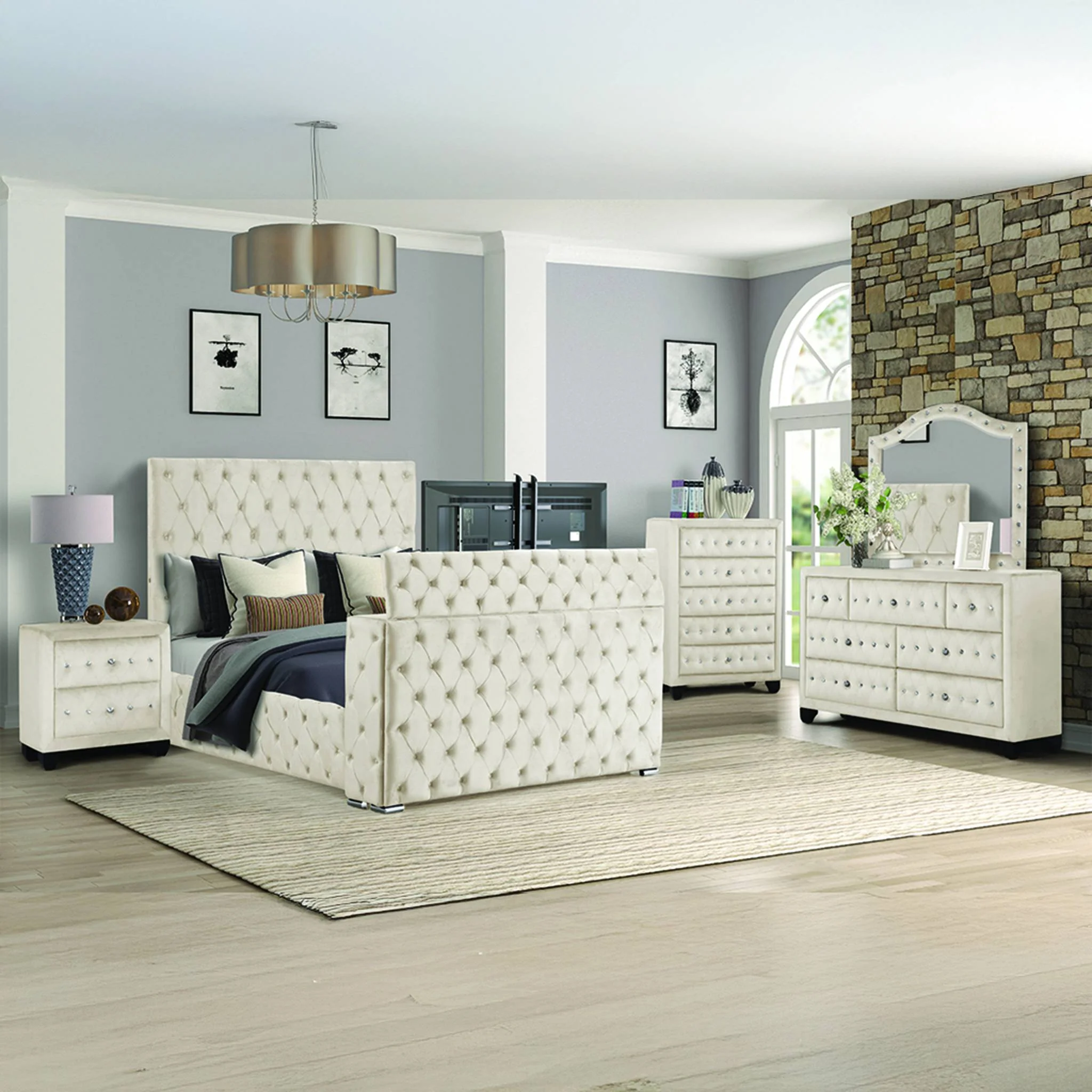 Encore Queen 5PC Bedroom Set Beige - Image 21