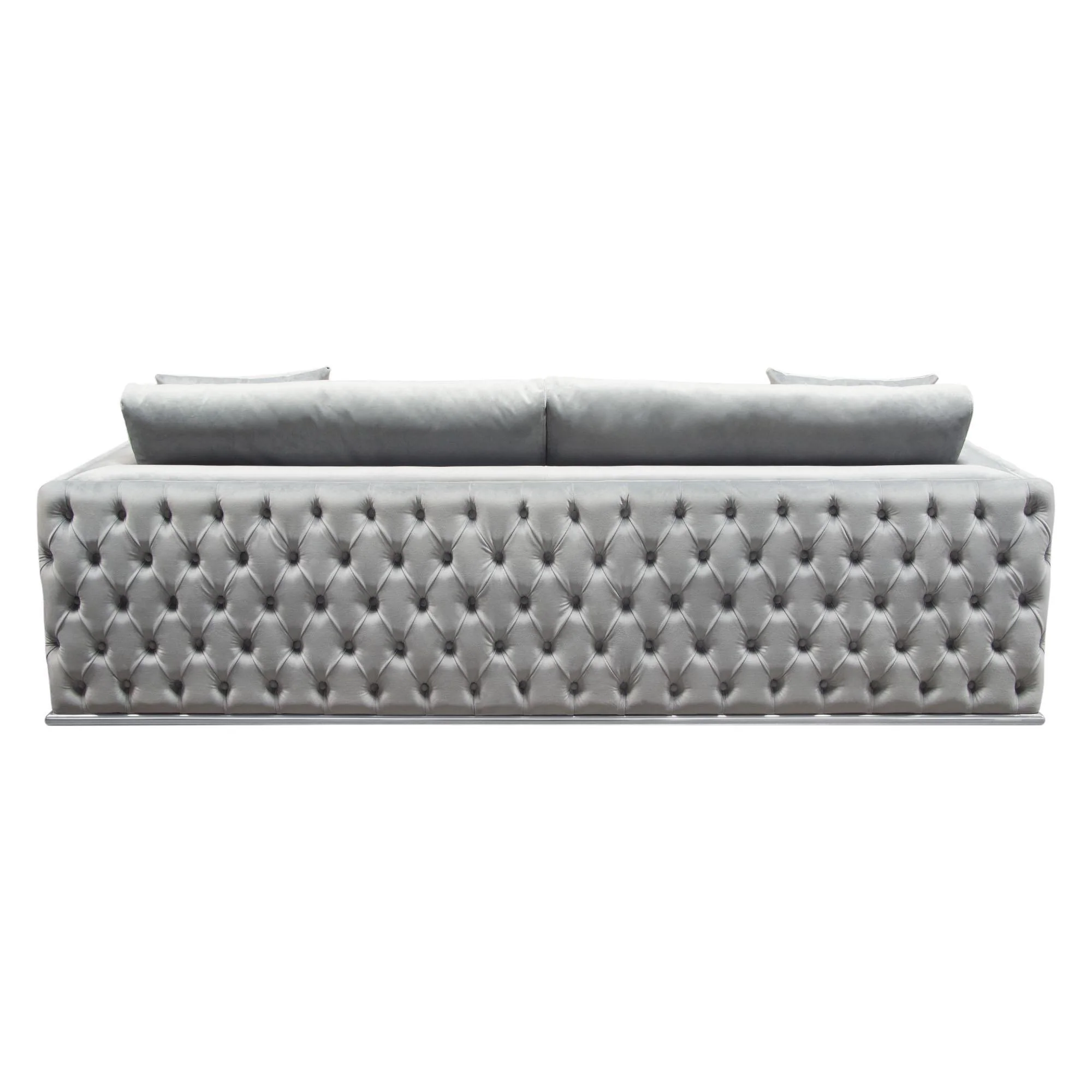 Envy Sofa in Platinum Grey Velvet with Tufted Outside Detail and Silver Metal Trim by Diamond Sofa - Image 7