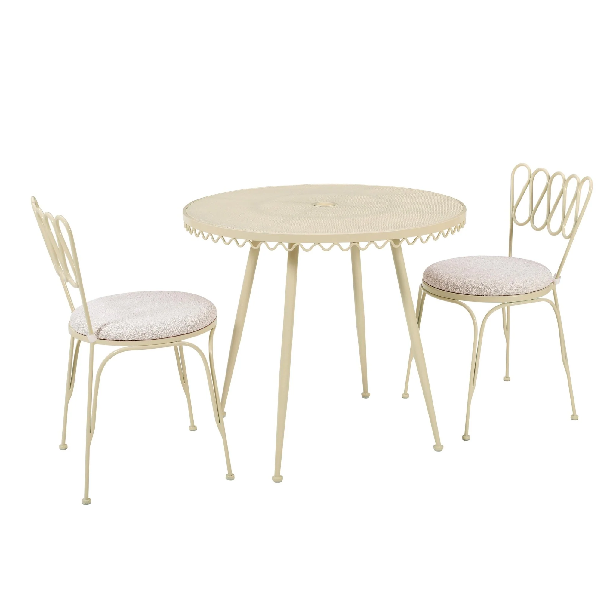Erica Cream Wrought Iron Outdoor Chair - Image 7