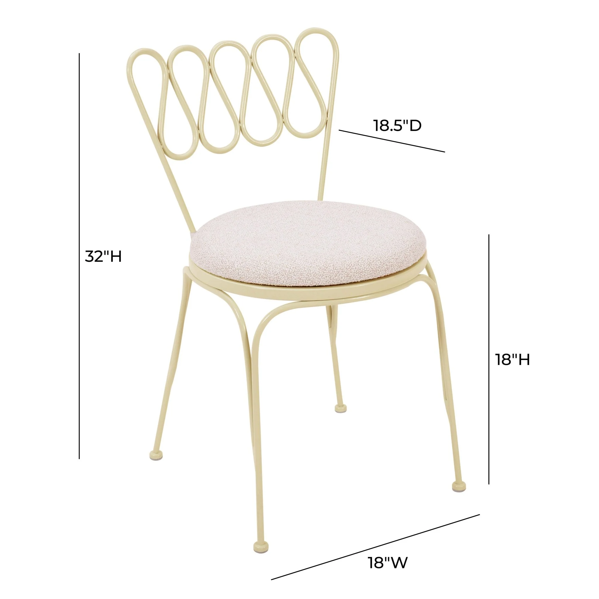 Erica Cream Wrought Iron Outdoor Chair - Image 8