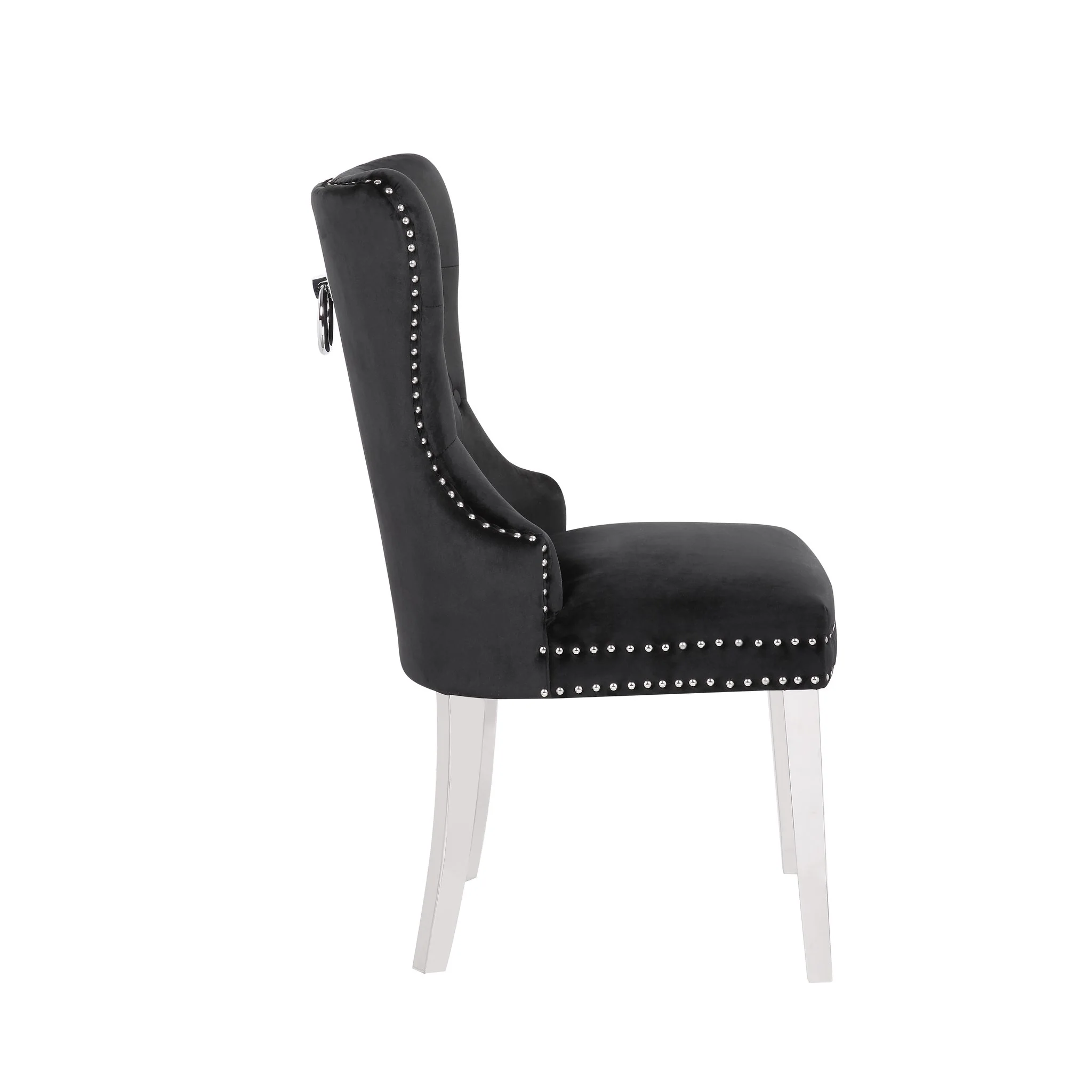 Erica Stainless Steel Legs Chair Finish with Velvet Fabric in Black - Image 5