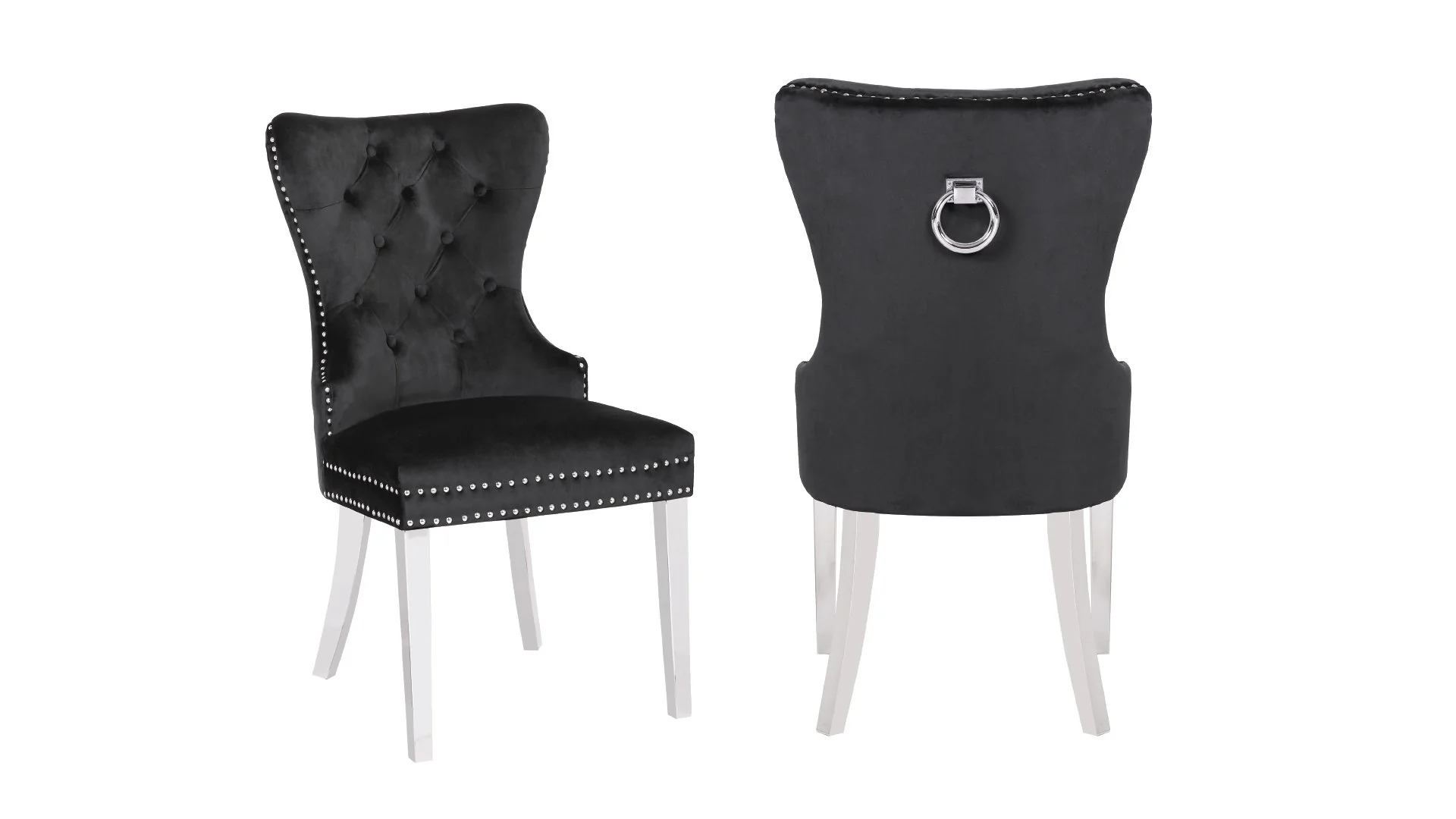 Erica Stainless Steel Legs Chair Finish with Velvet Fabric in Black - Image 9