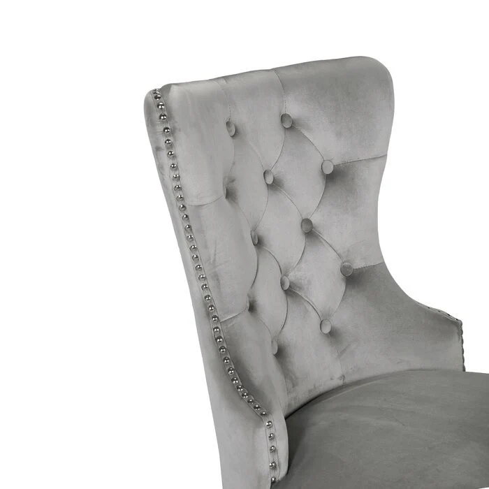 Erica Stainless Steel Legs Chair Finish with Velvet Fabric in Light Gray - Image 7
