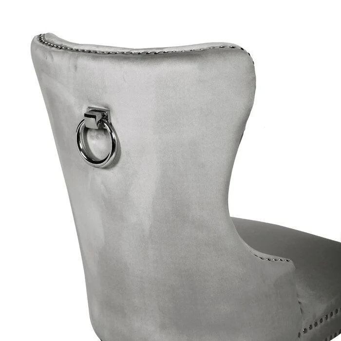 Erica Stainless Steel Legs Chair Finish with Velvet Fabric in Light Gray - Image 8