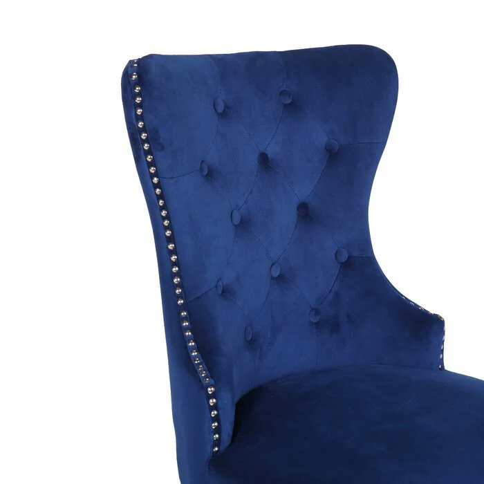 Erica Stainless Steel Legs Chair Finish with Velvet Fabric in Navy - Image 3