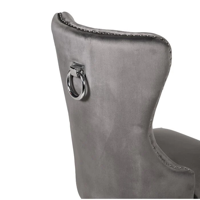 Erica Stainless Steel Legs Chair Finish with Velvet Fabric ins Dark Gray - Image 4