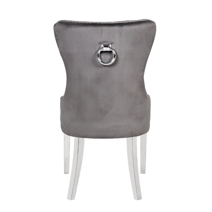 Erica Stainless Steel Legs Chair Finish with Velvet Fabric ins Dark Gray - Image 6