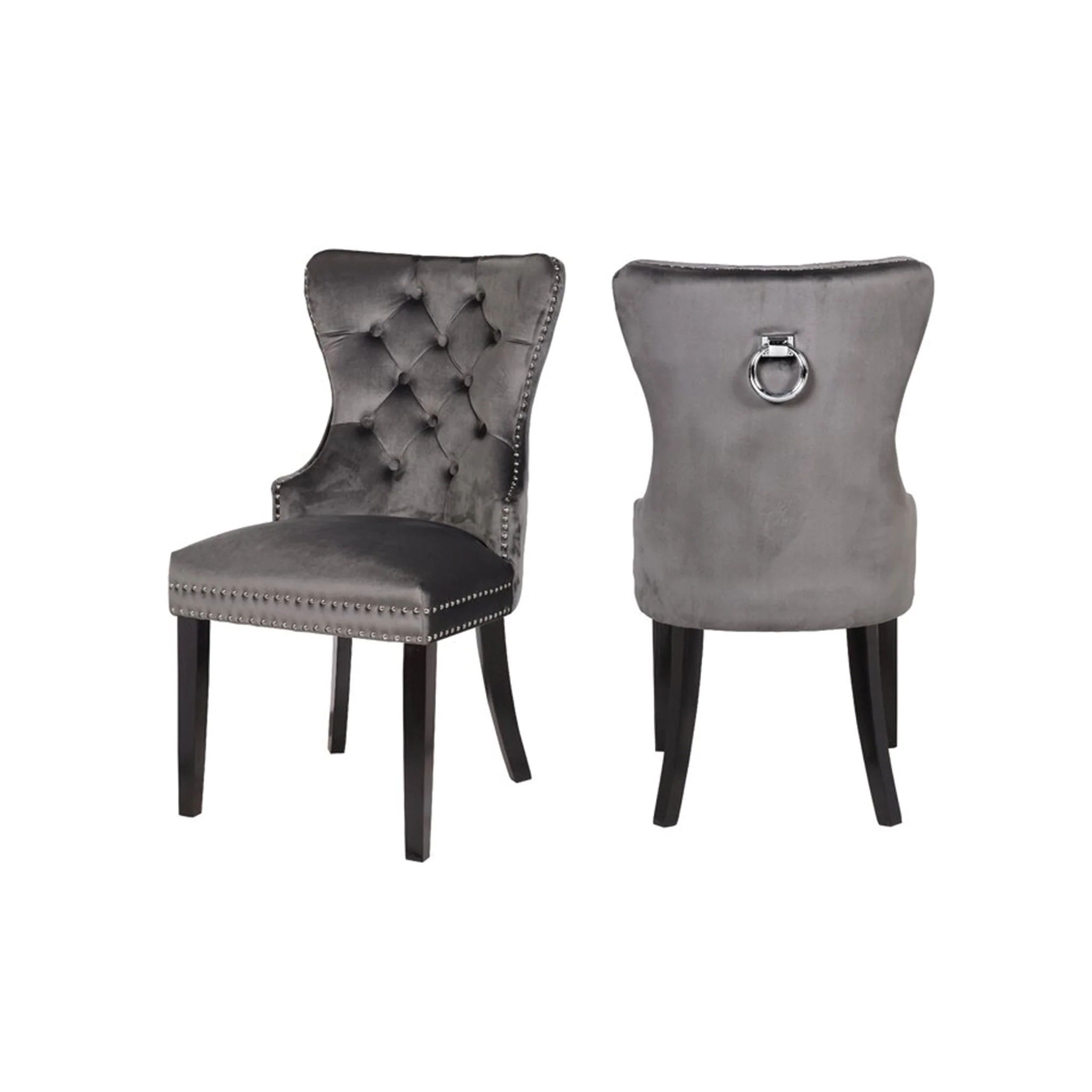 Erica Wood Legs Chair Finish with Velvet Fabric in Dark Gray - Image 7