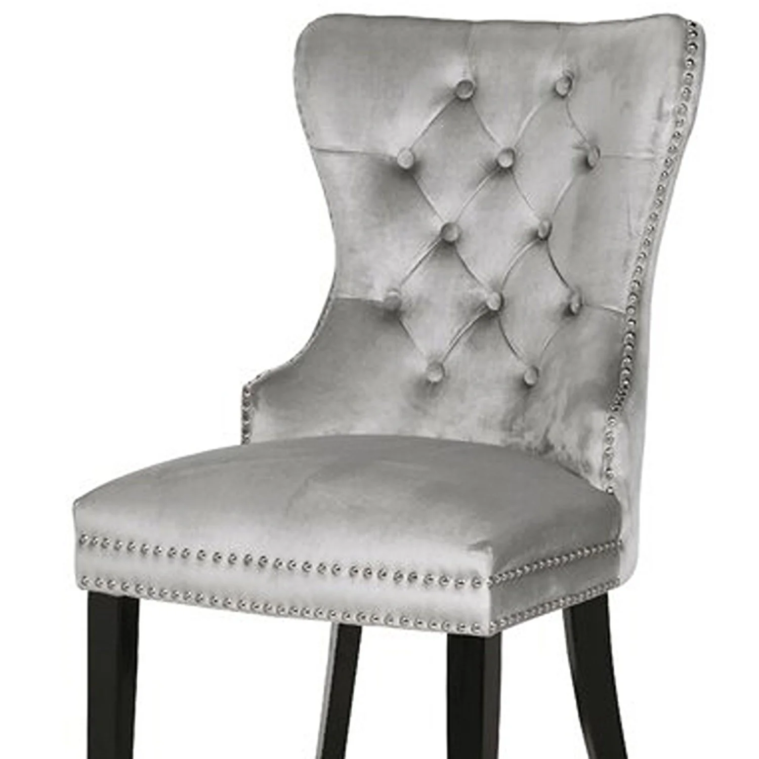 Erica Wood Legs Chair Finish with Velvet Fabric in Light Gray - Image 3