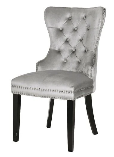 Erica Wood Legs Chair Finish with Velvet Fabric in Light Gray - Image 5