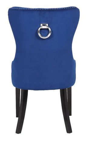 Erica Wood Legs Chair Finish with Velvet Fabric in Navy - Image 3