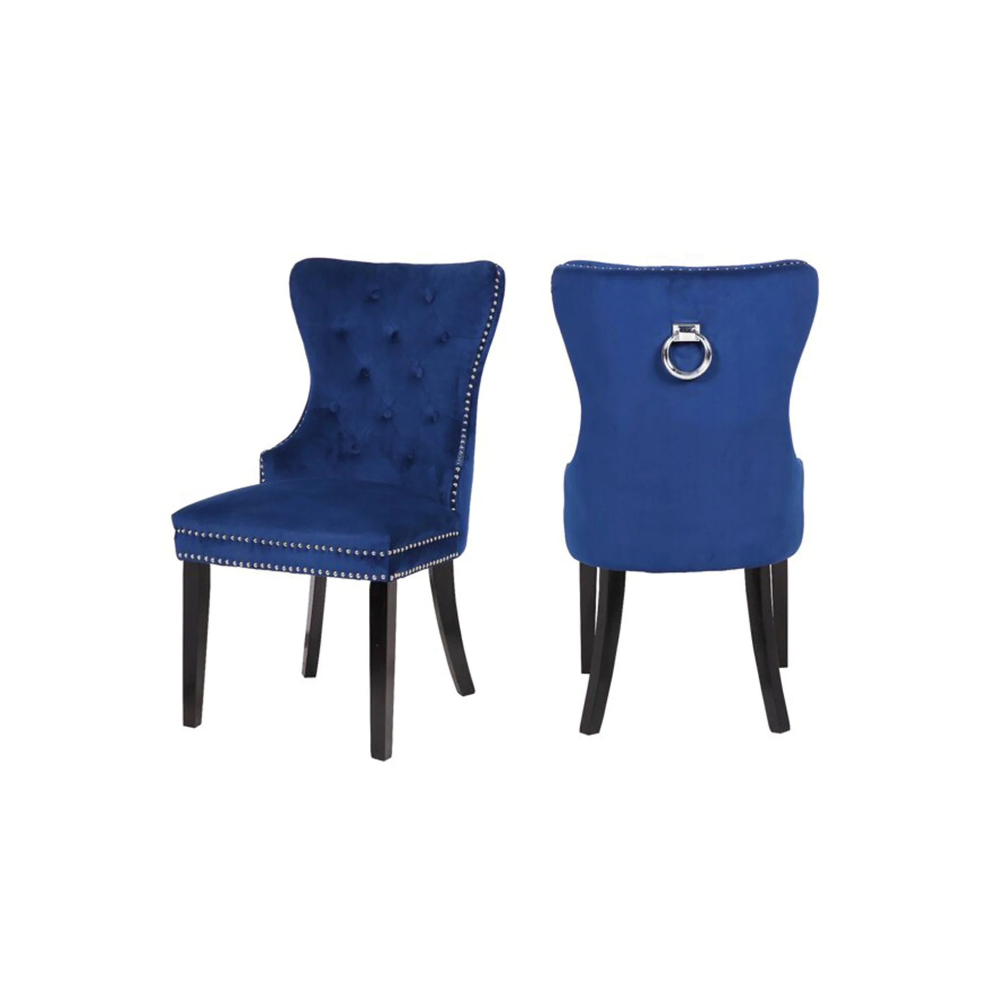 Erica Wood Legs Chair Finish with Velvet Fabric in Navy - Image 7