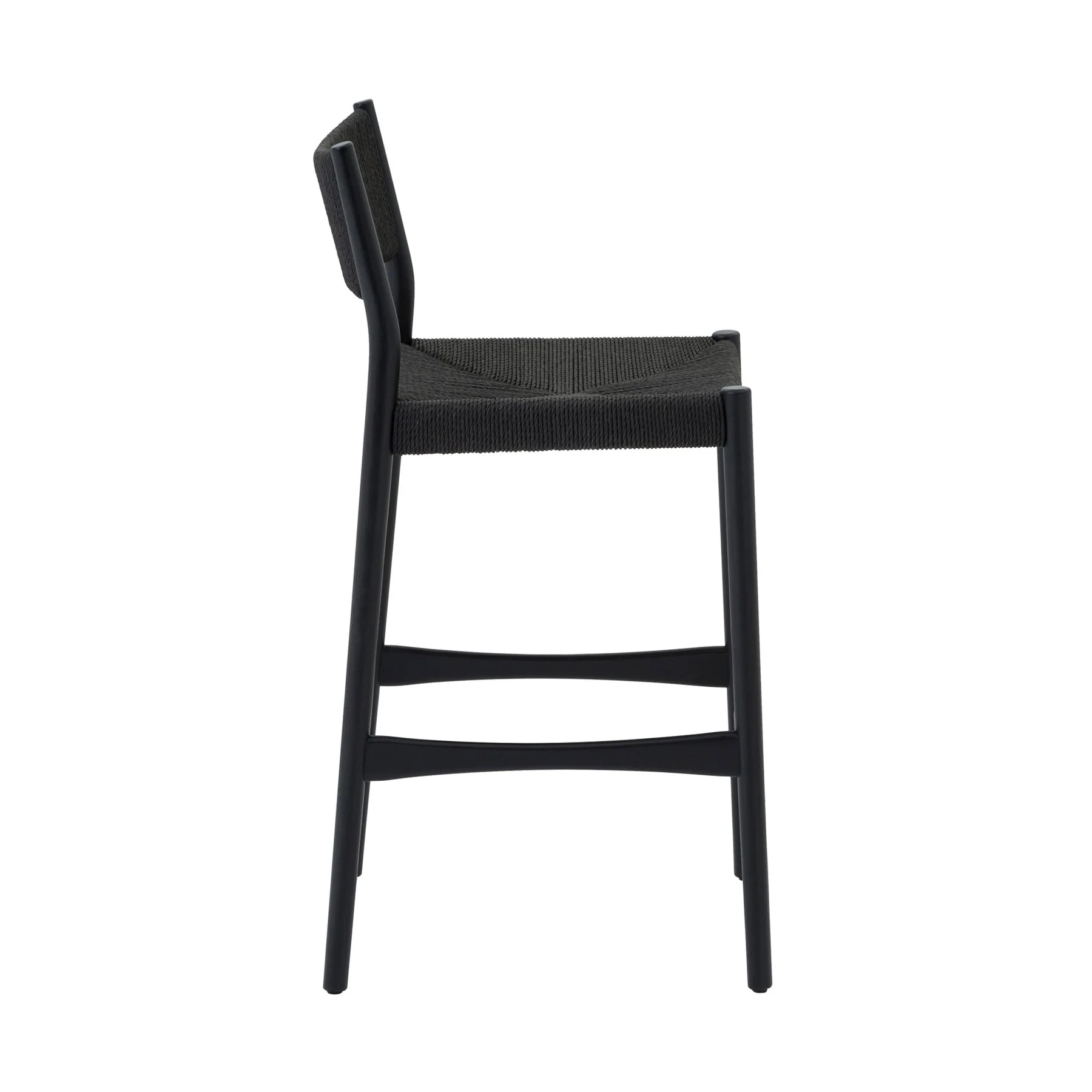 Erie Black Woven Paper Cord and Wood Bar Stool - Image 3