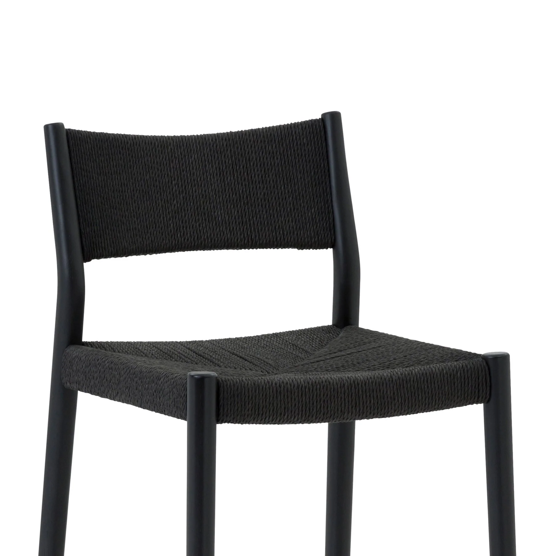 Erie Black Woven Paper Cord and Wood Bar Stool - Image 5