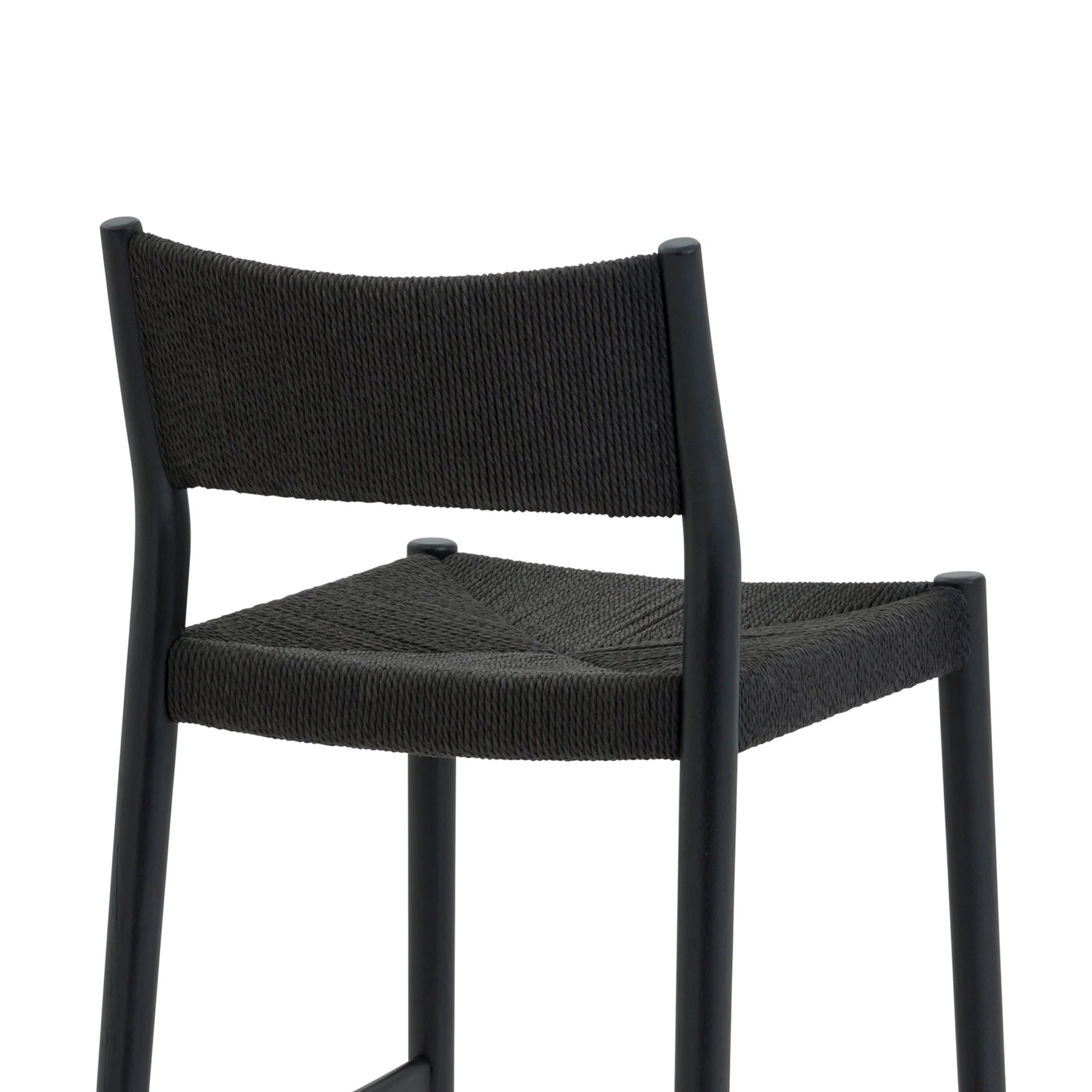 Erie Black Woven Paper Cord and Wood Bar Stool - Image 6