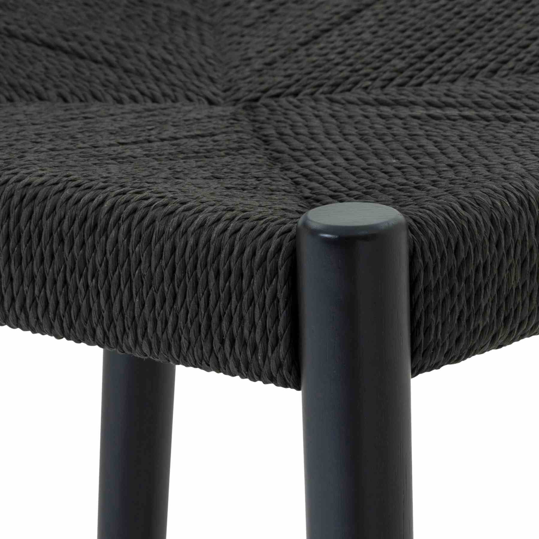Erie Black Woven Paper Cord and Wood Counter Stool - Image 10