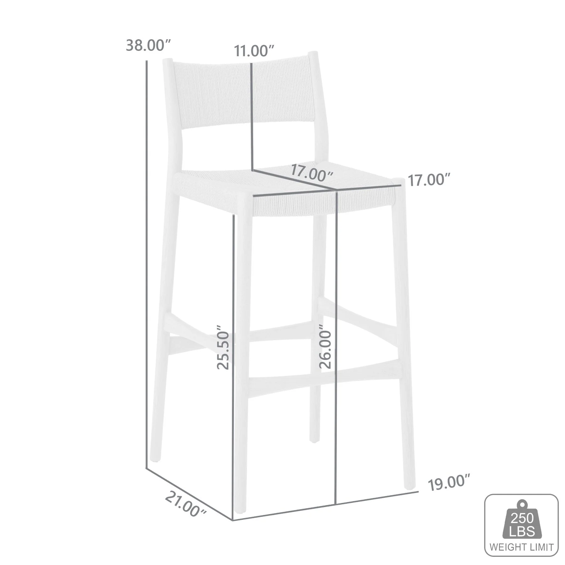 Erie Black Woven Paper Cord and Wood Counter Stool - Image 11